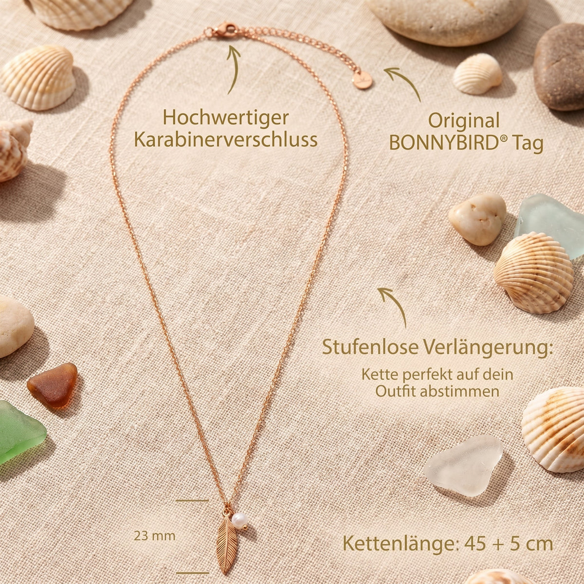 BonnyFeather Feder Kette Rosegold