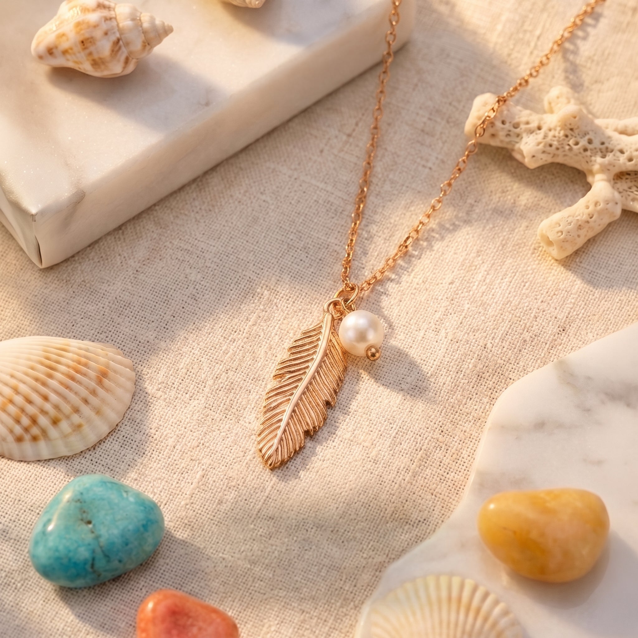 BonnyFeather Feder Kette Rosegold