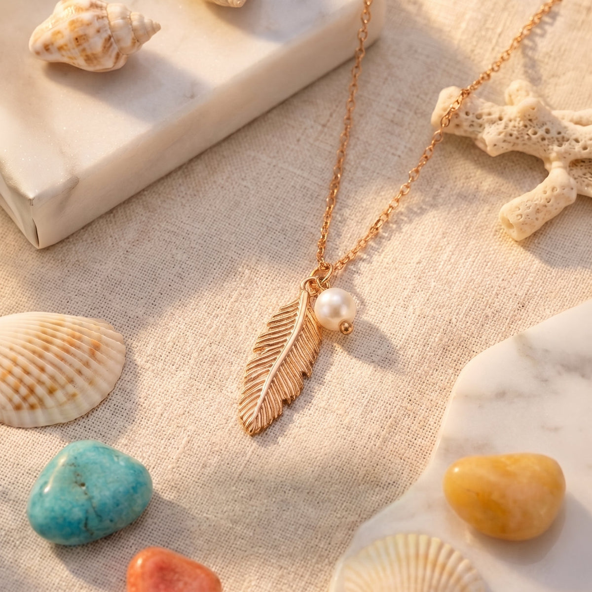 BonnyFeather Feder Kette Rosegold