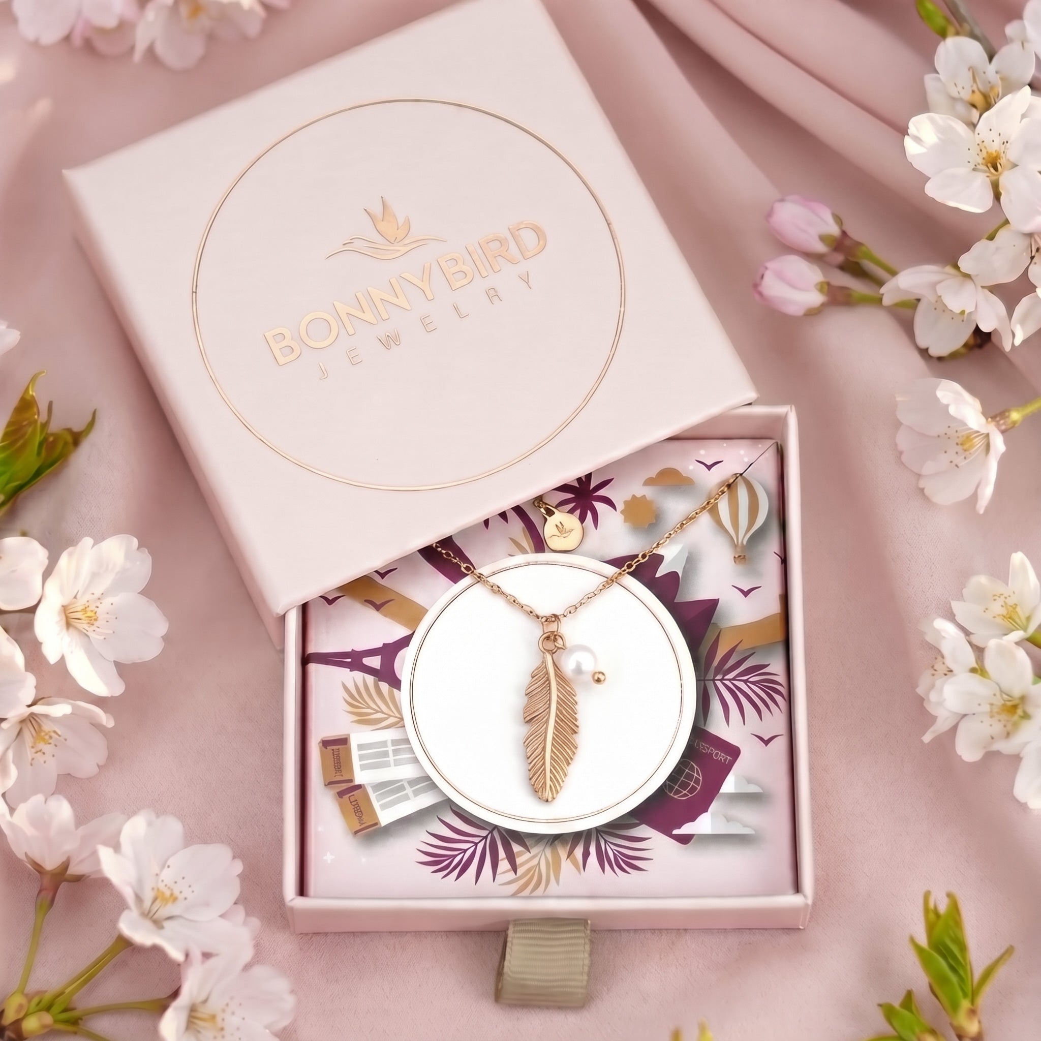 BonnyFeather Feder Kette Rosegold