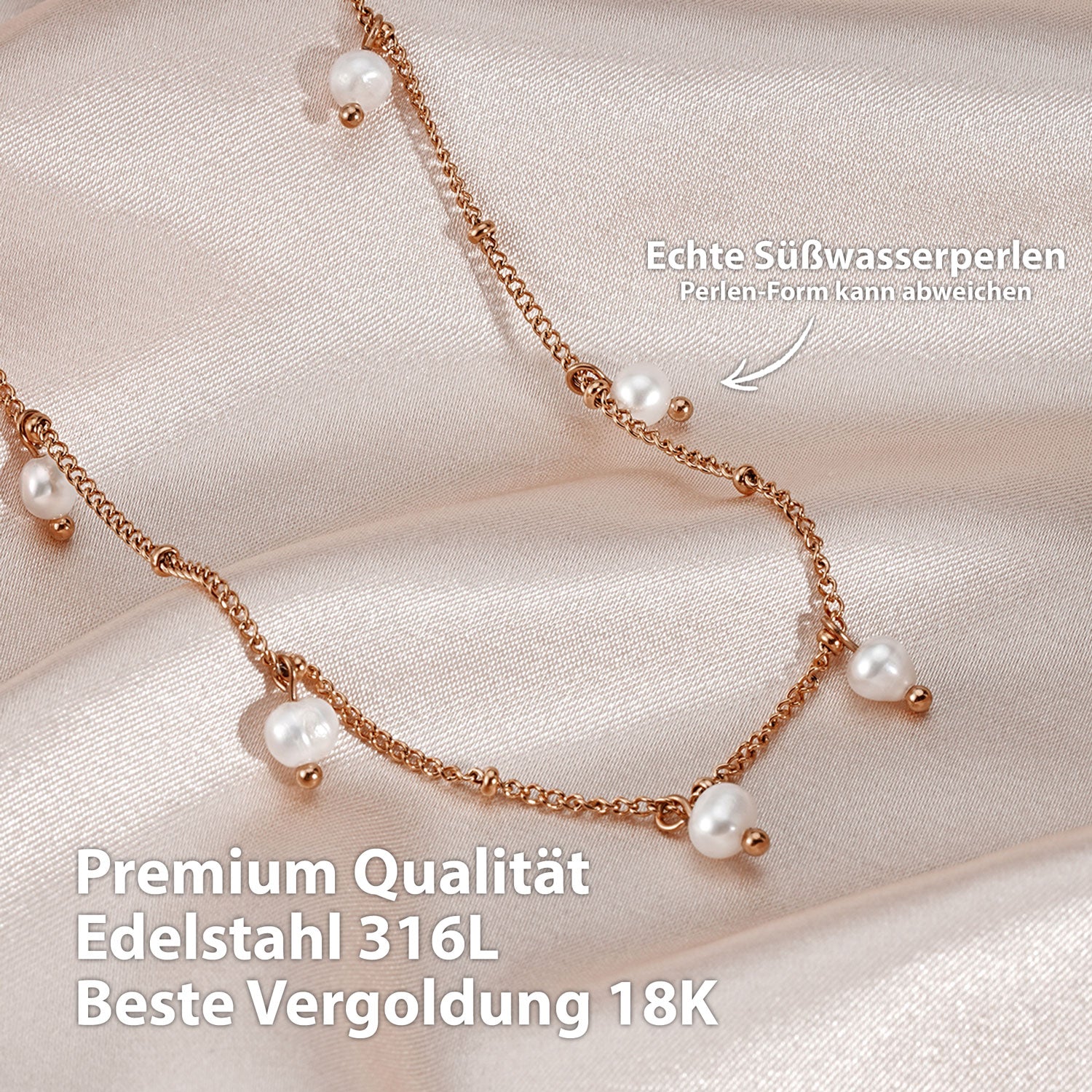 Kette mit Perlen Rosegold