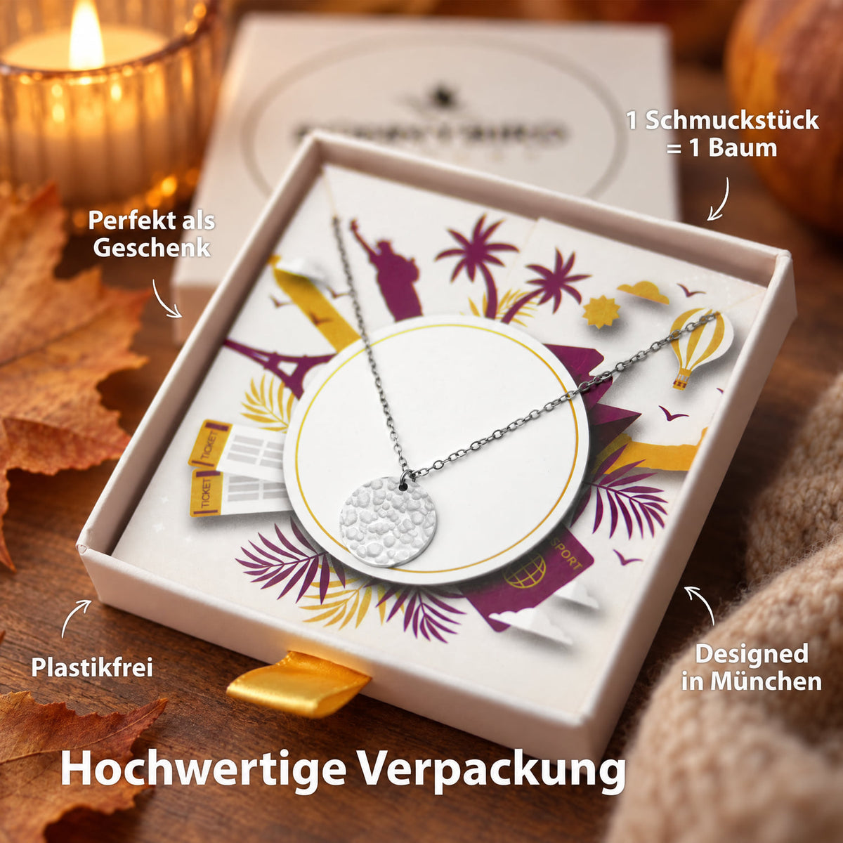 Kette Plättchen Silber Verpackung