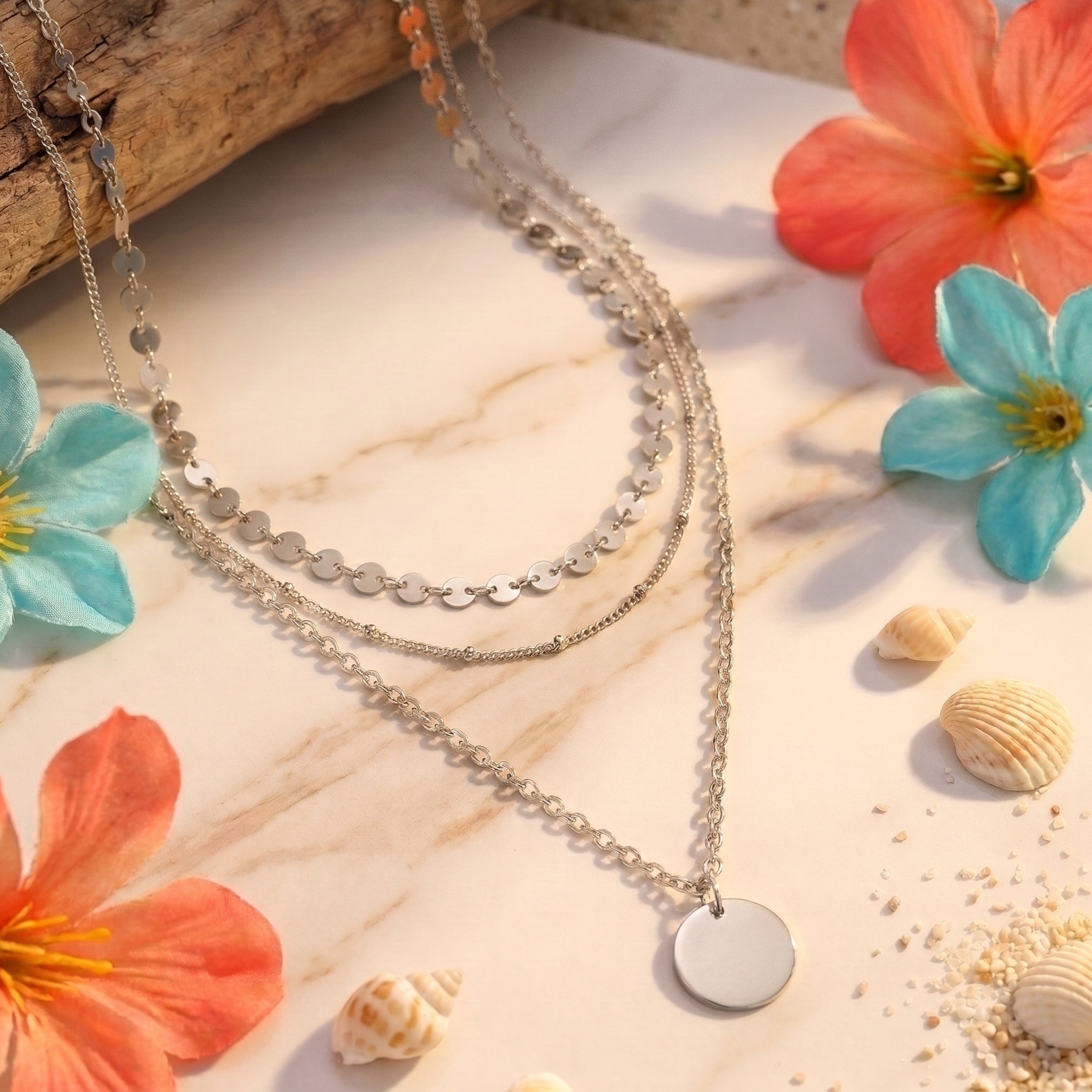 Bundle: BonnyBoho + BonnyDots Halsketten Set Silber
