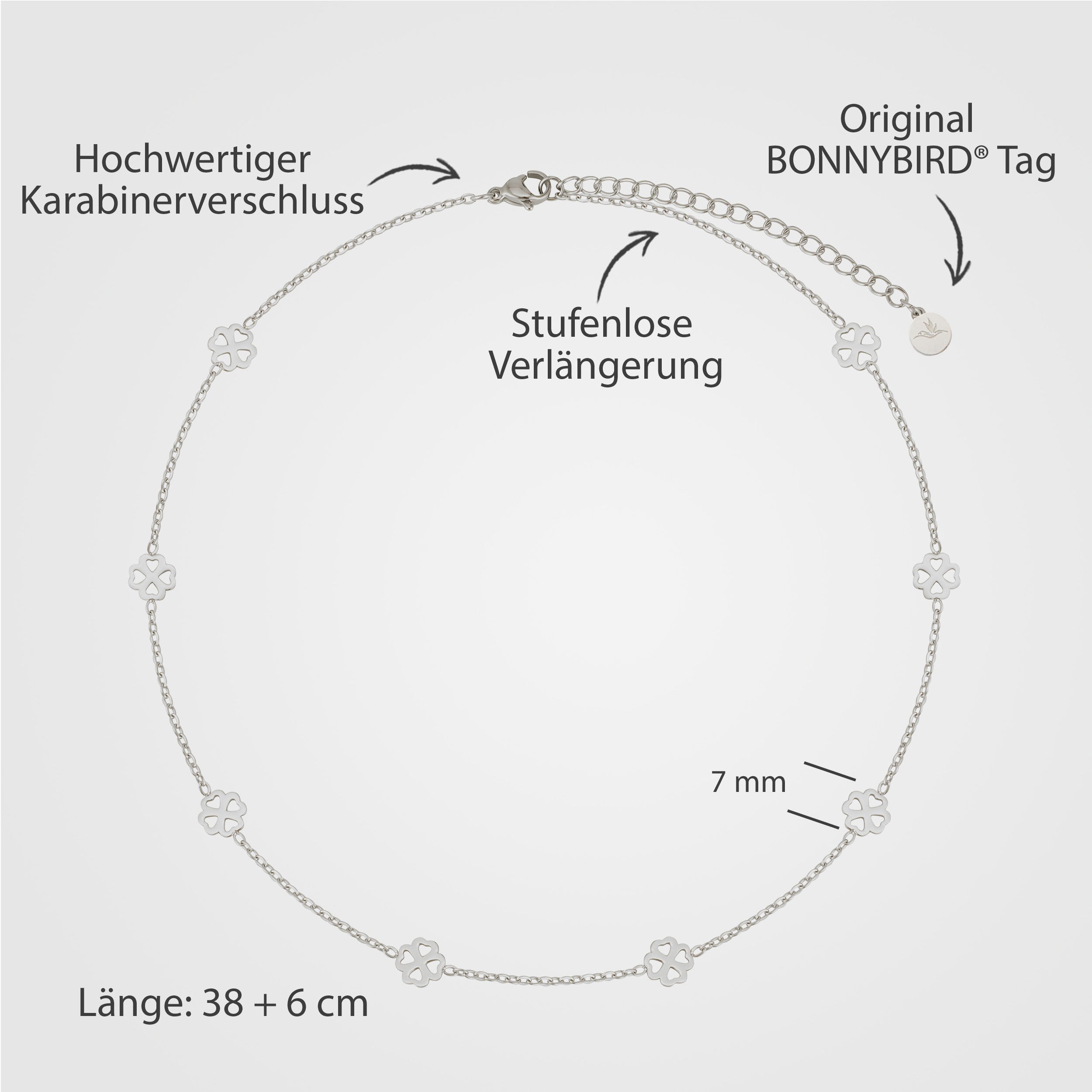 kleeblatt halskette silber