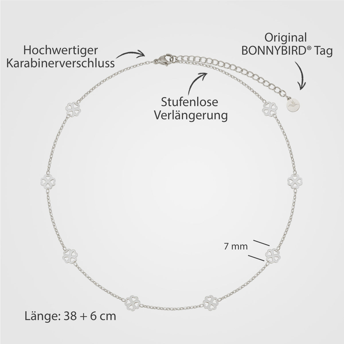 kleeblatt halskette silber