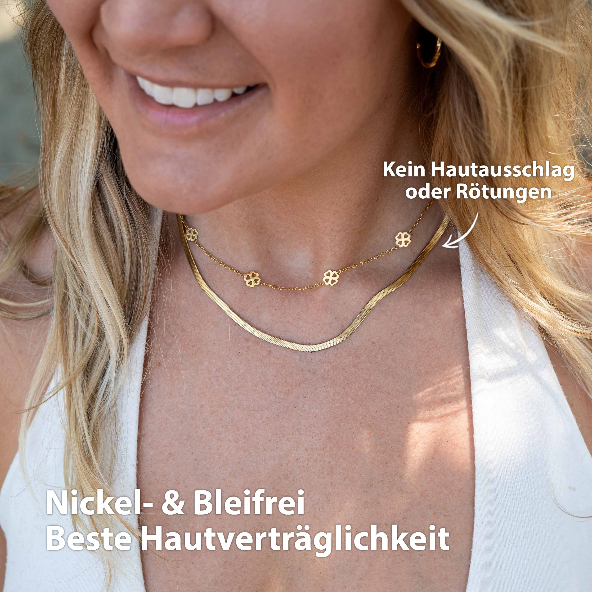 kleeblatt kette gold edelstahl