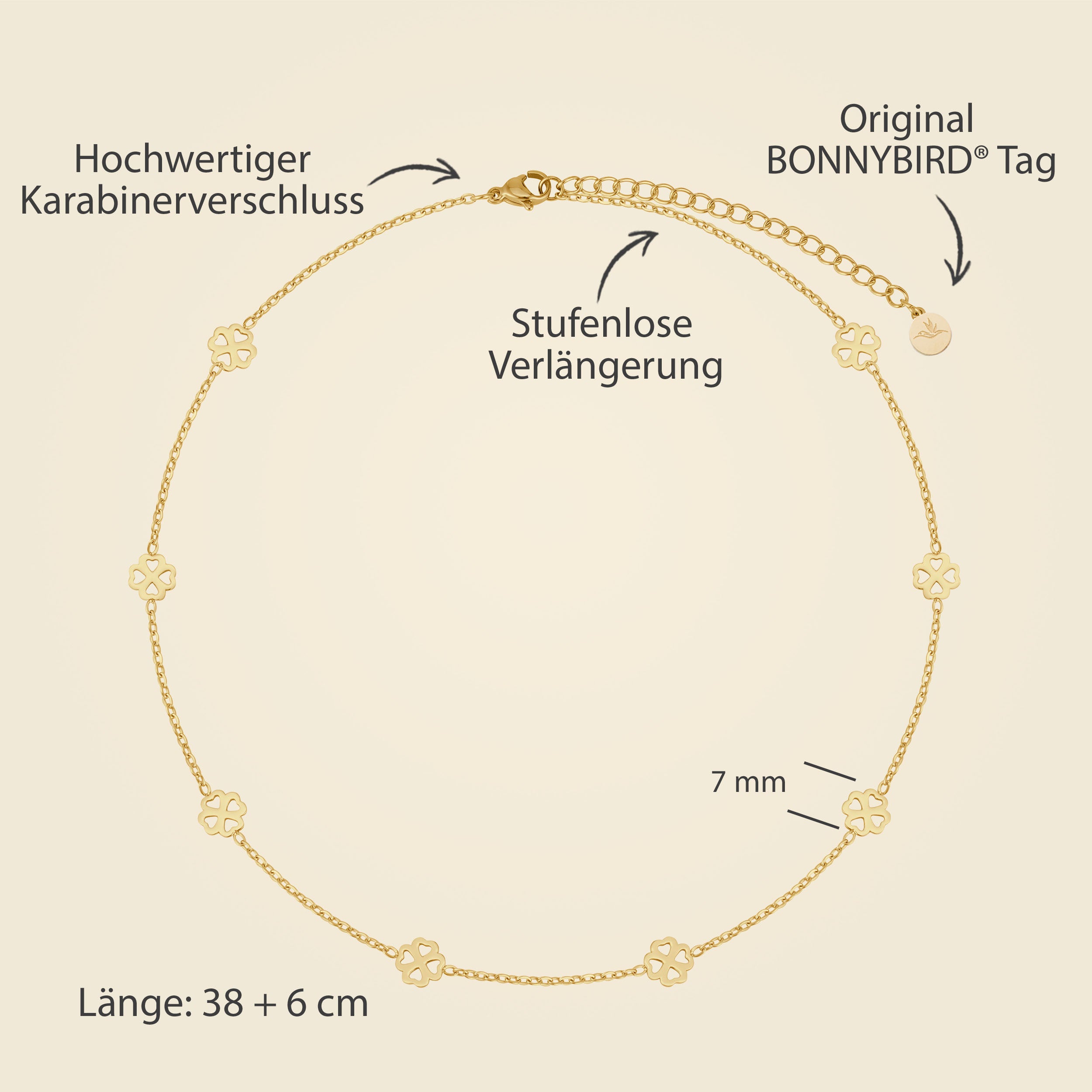 kleeblatt kette gold laenge