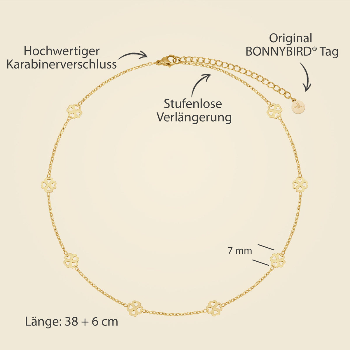 kleeblatt kette gold laenge