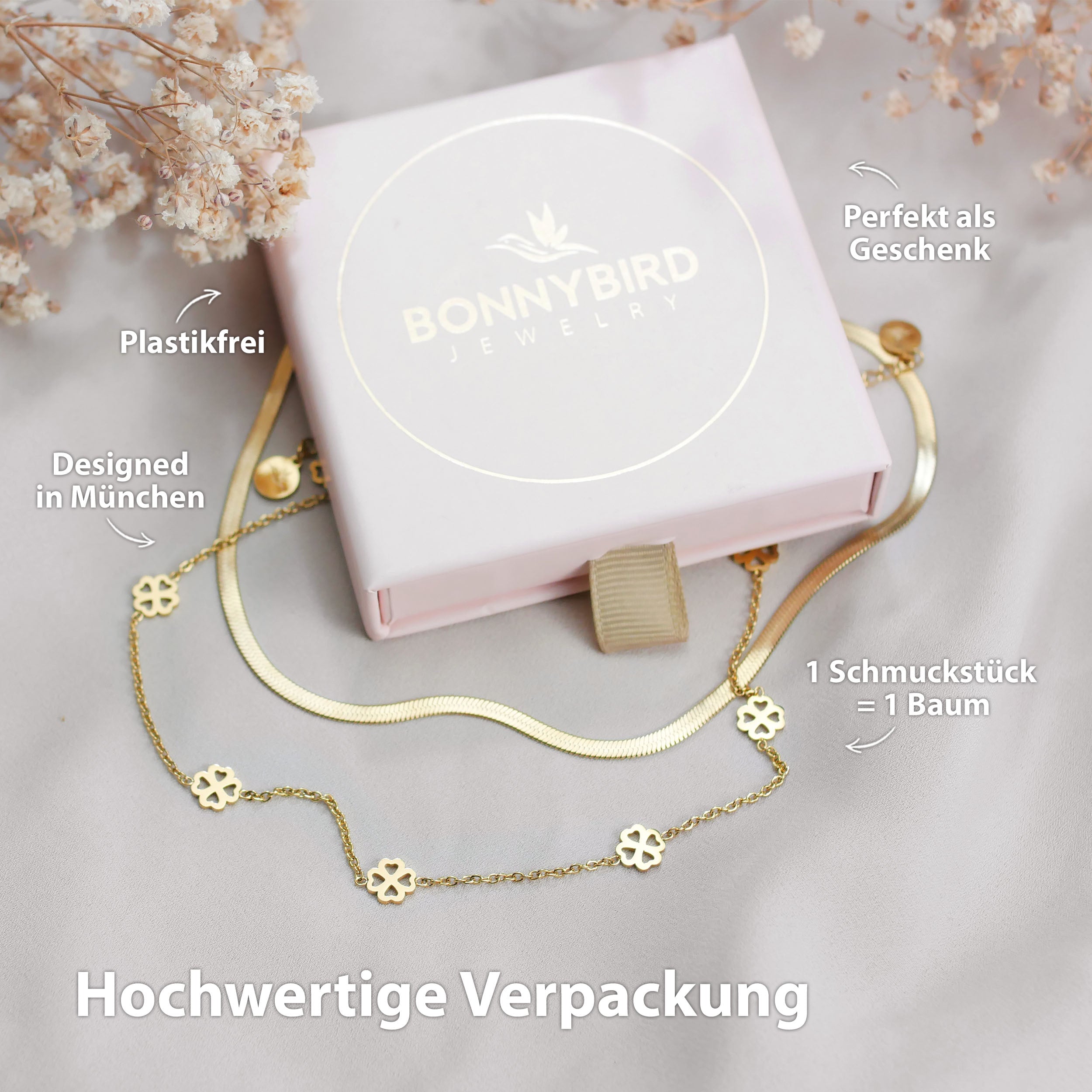 kleeblatt kette gold wasserfest