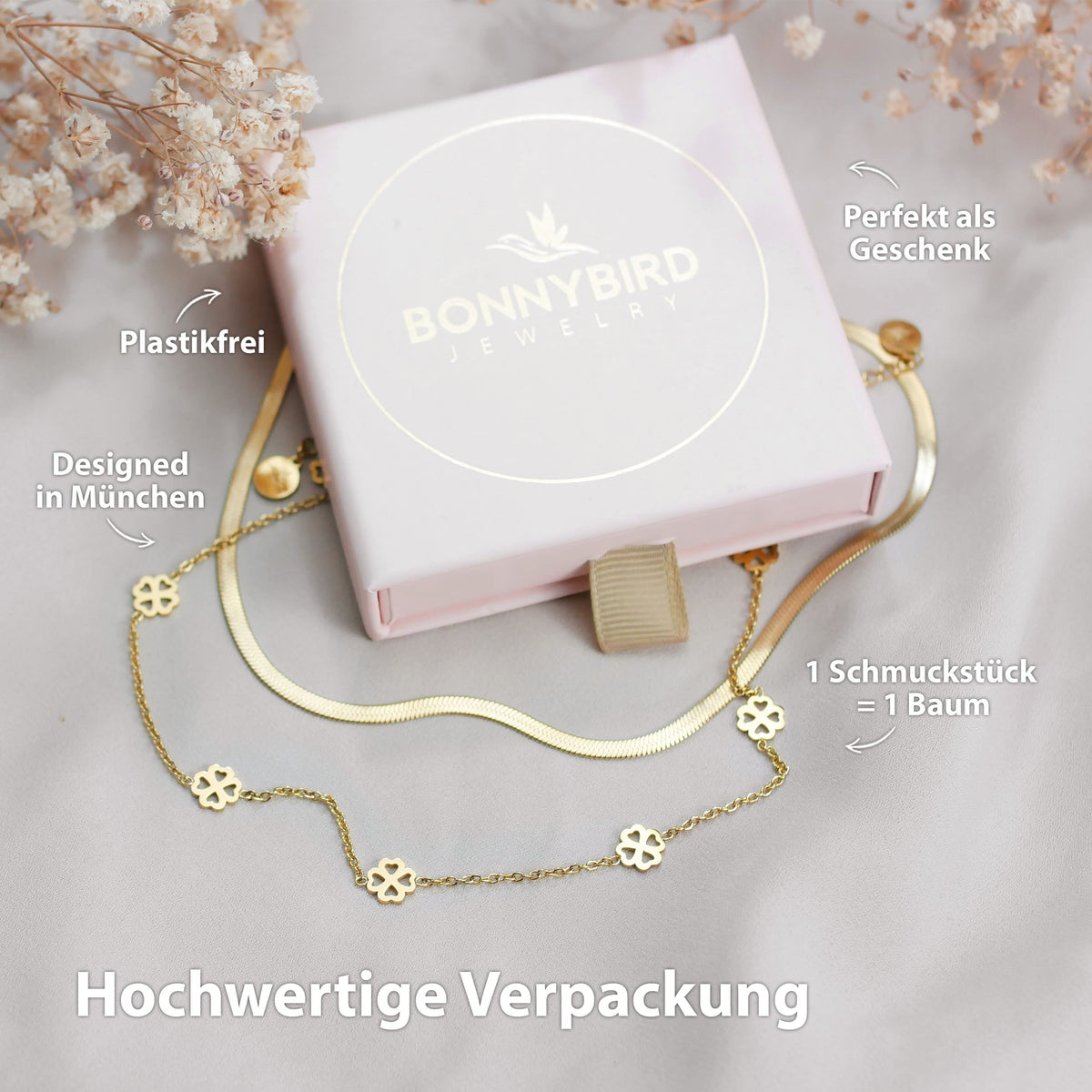 kleeblatt kette gold wasserfest