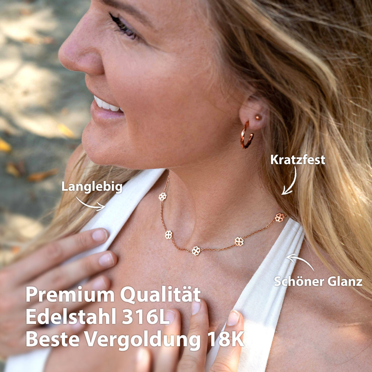 kleeblatt kette rosegold