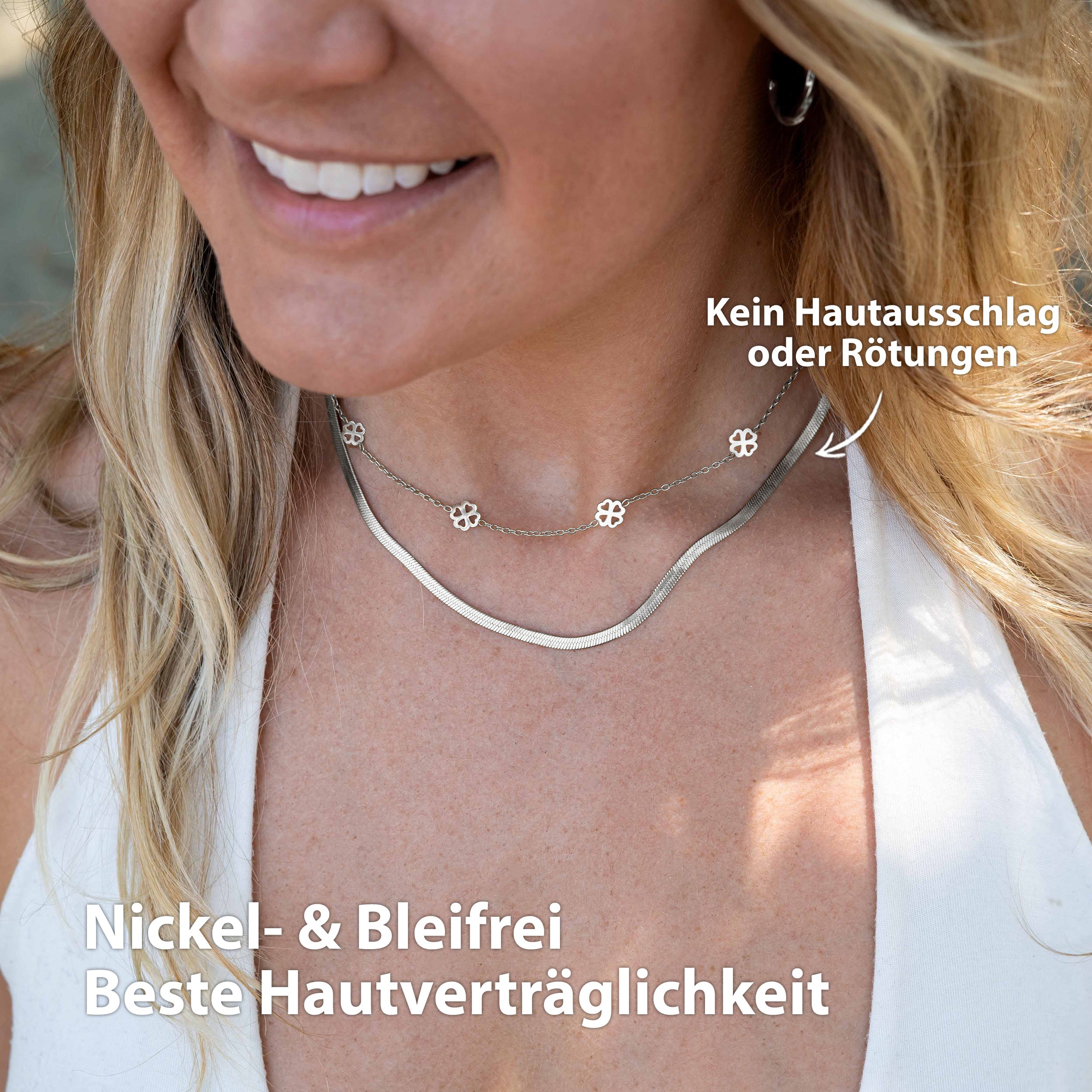 kleeblatt kette silber edelstahl