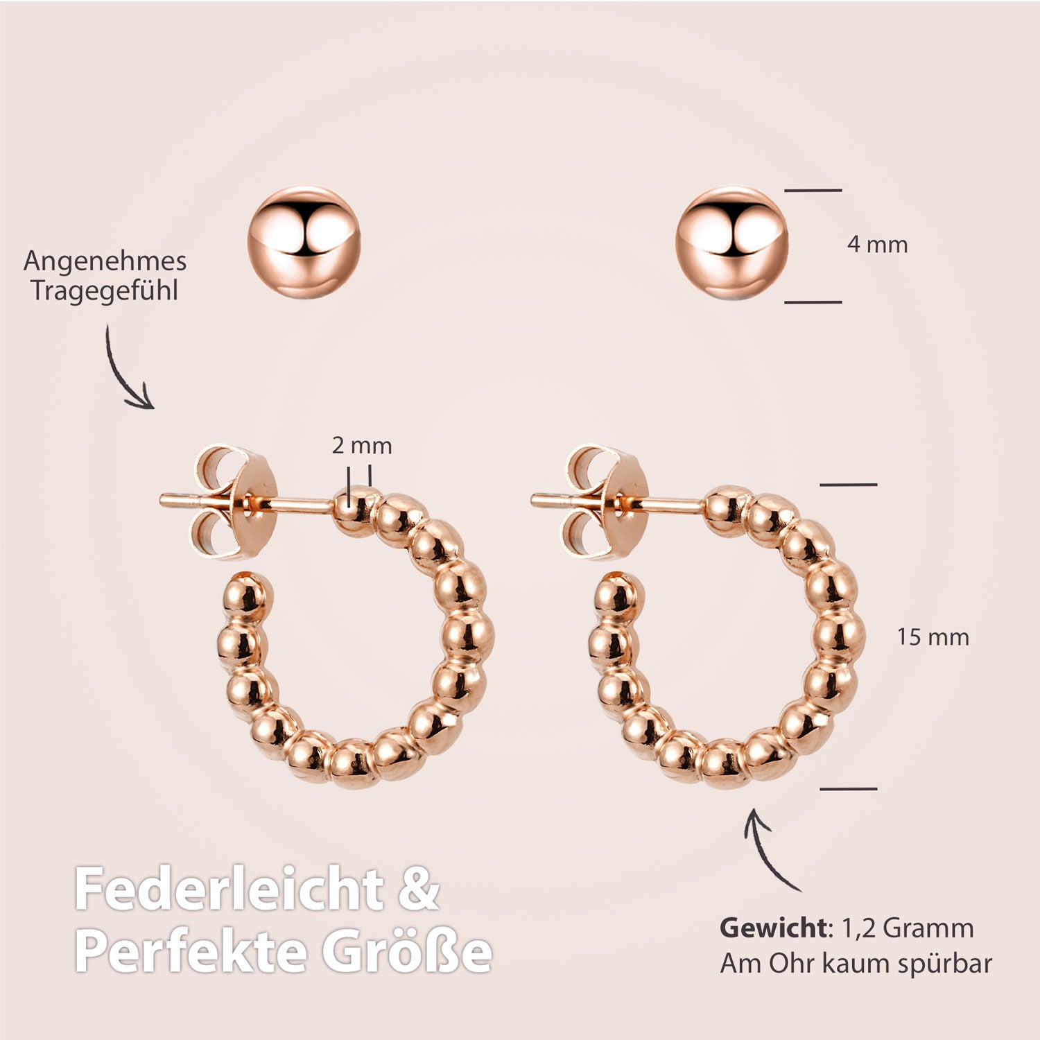 kleine creolen rosegold
