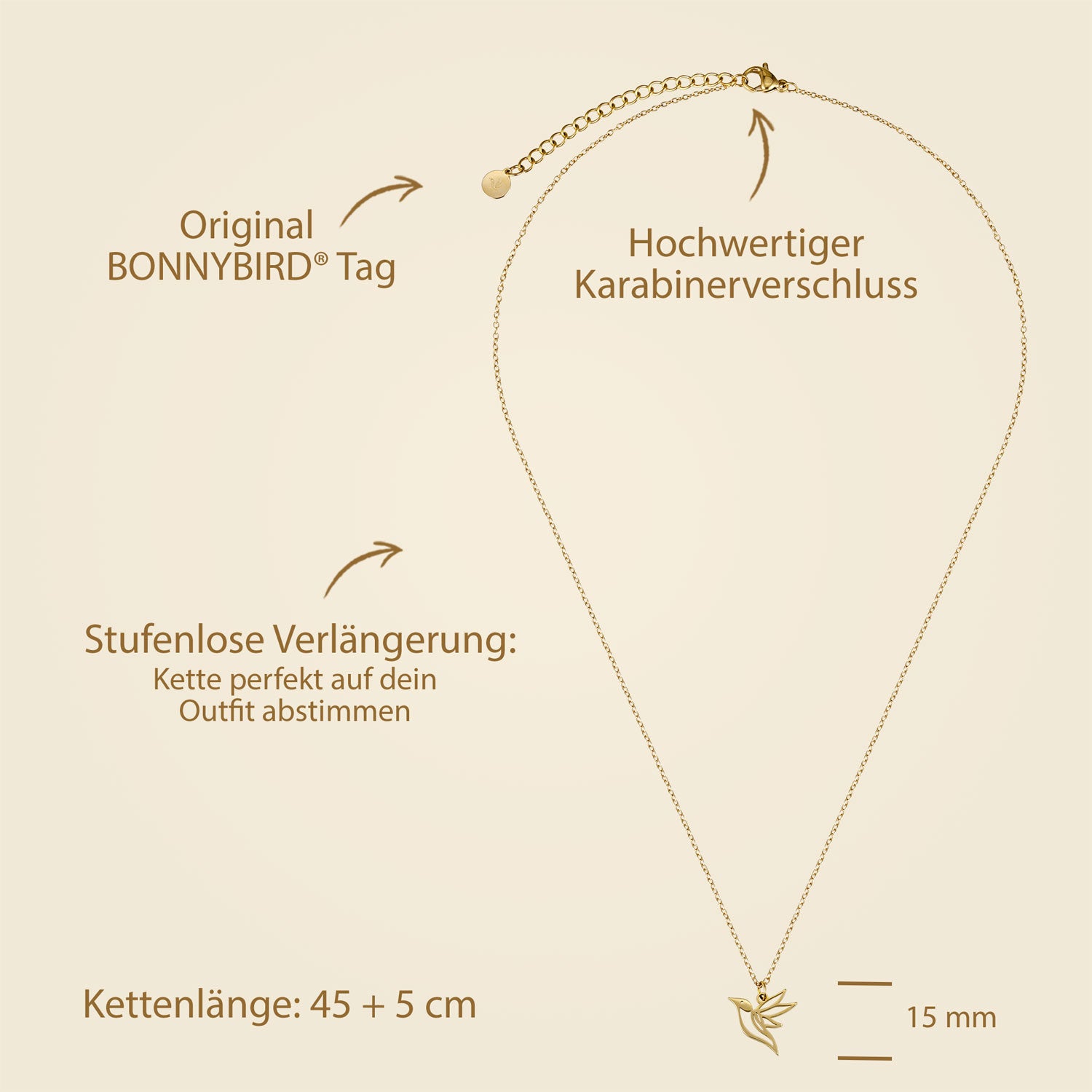 Kolibri Anhänger Gold