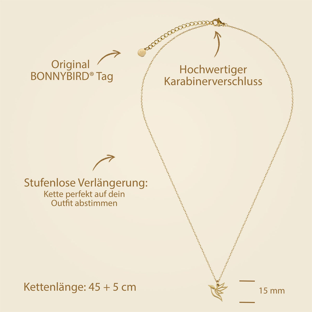 Kolibri Anhänger Gold