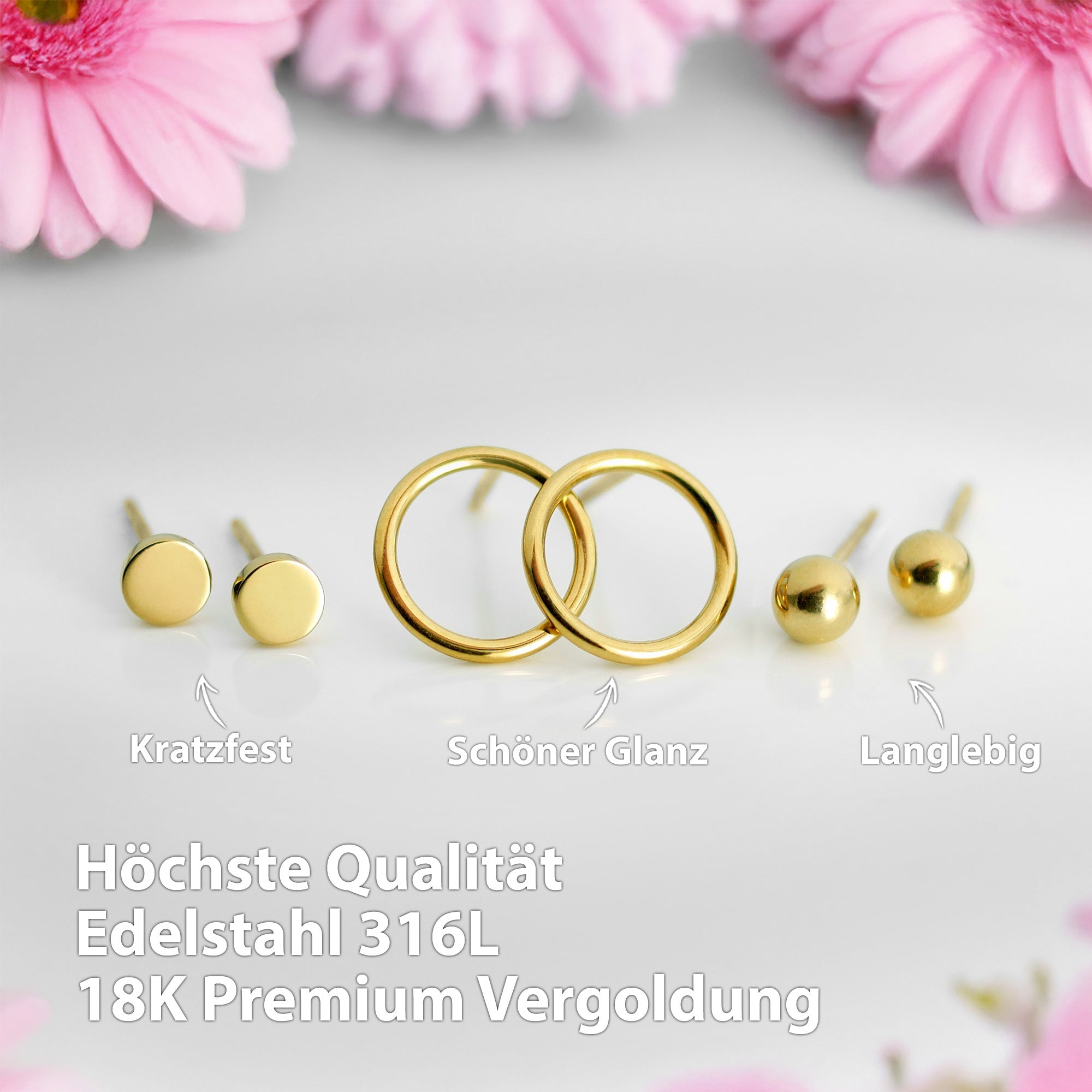 Ohrringe Set Klein Gold