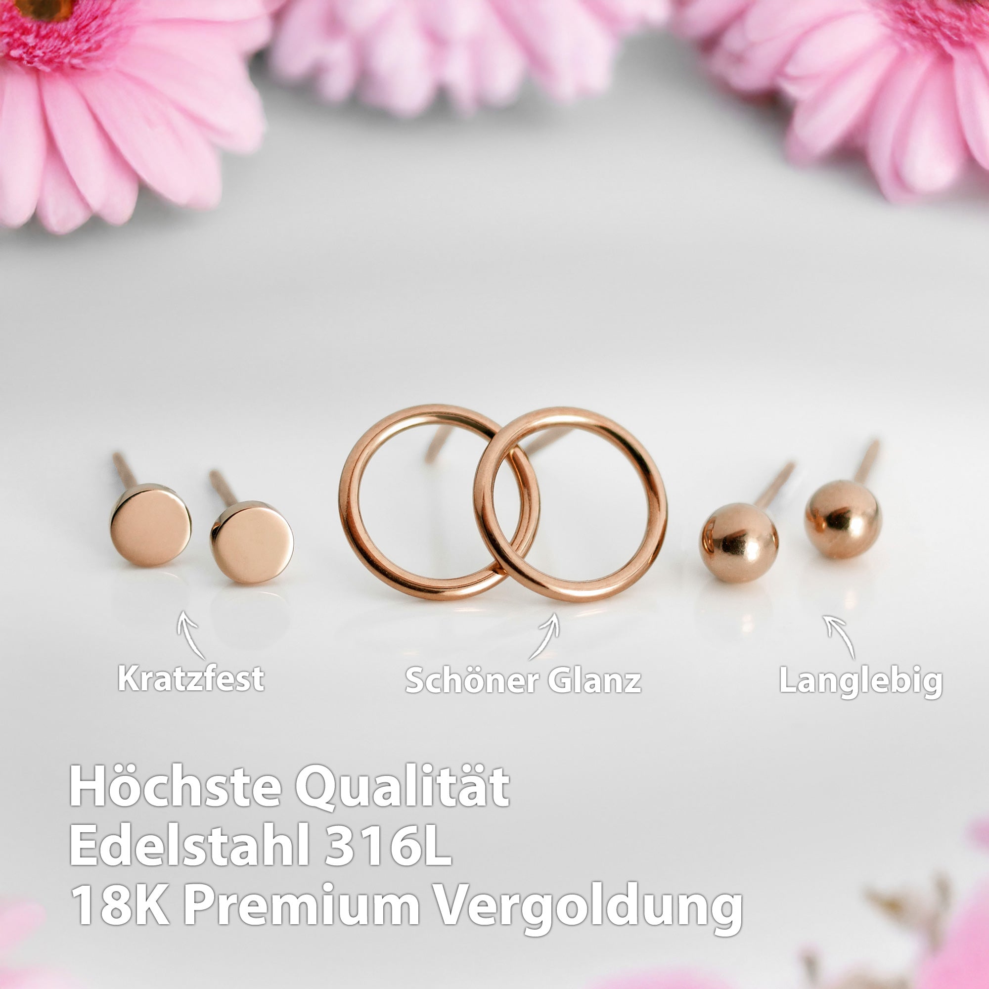 Ohrringe Set Rosegold Edeltahl