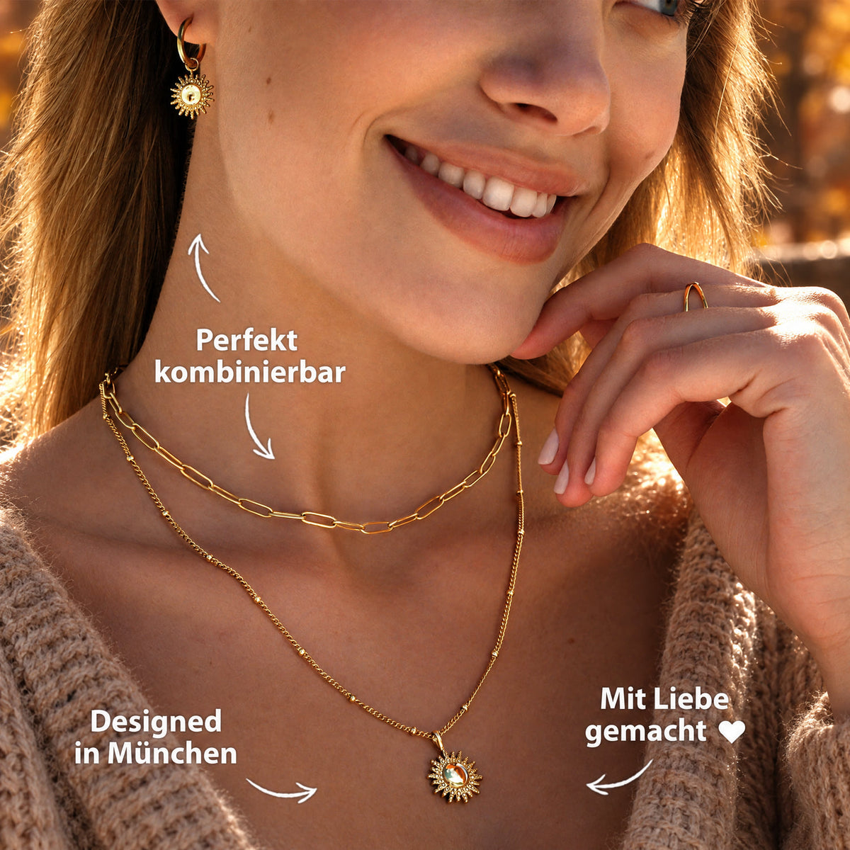 Ohrringe Sonne Gold