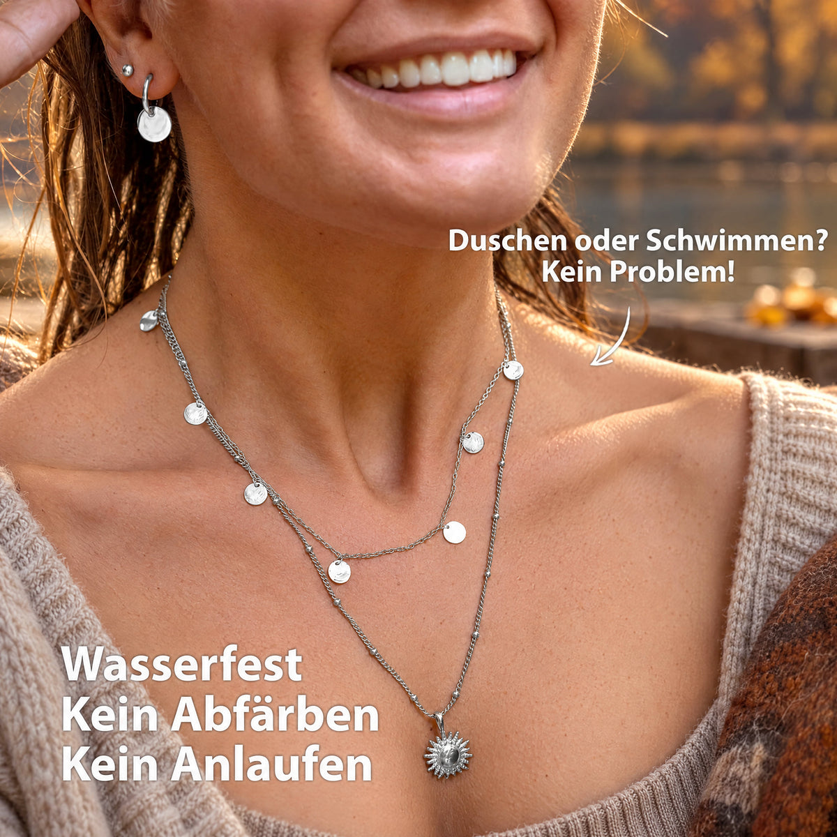 plaettchen kette silber edelstahl