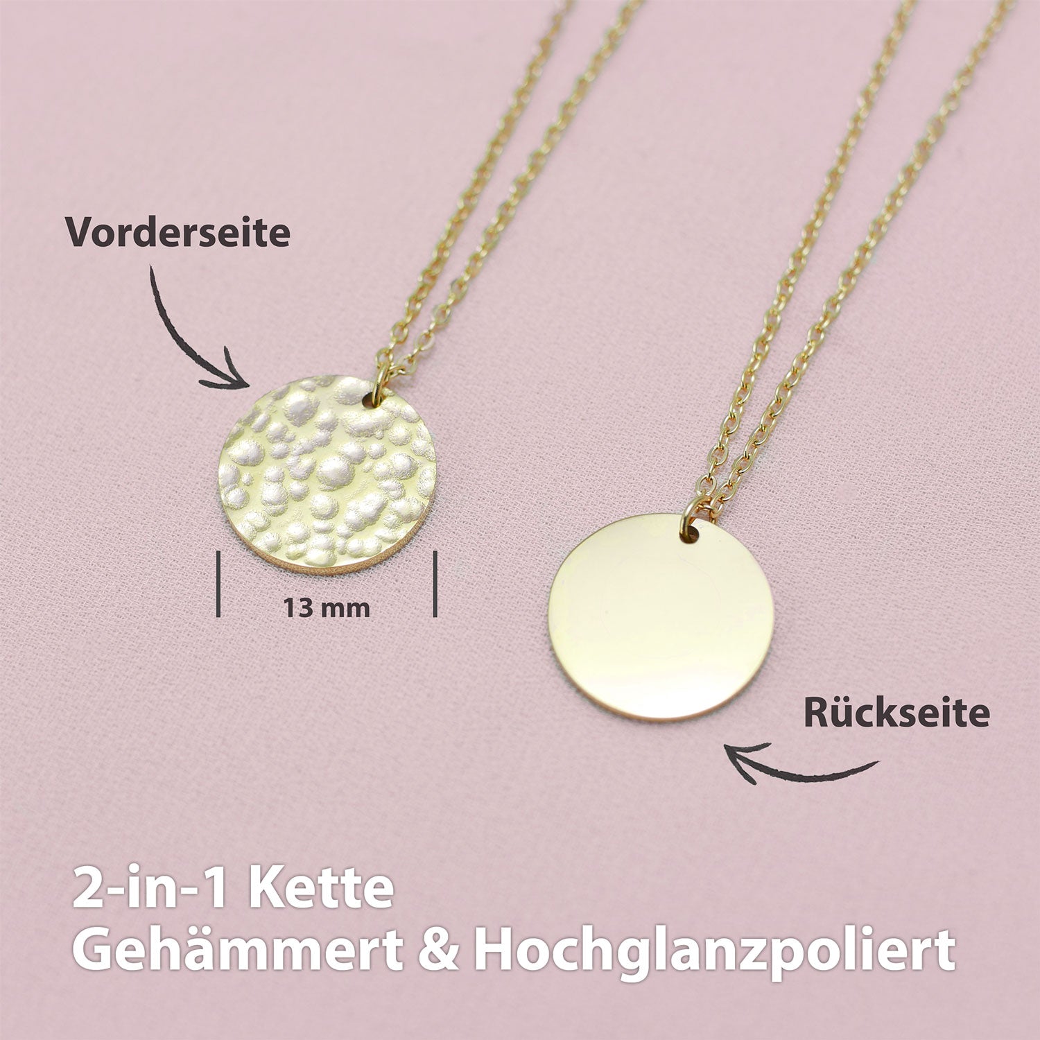 Plattenkette gehämmert Gold