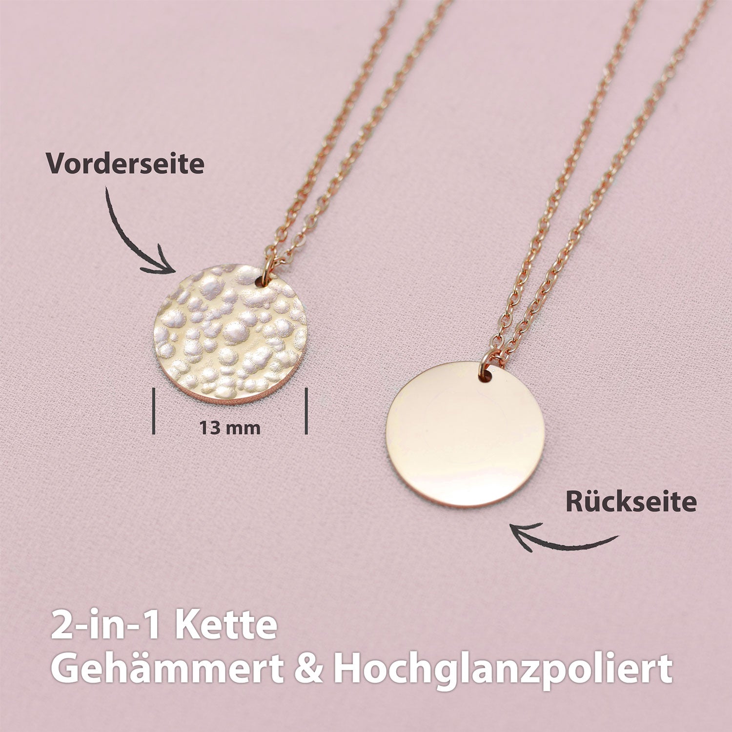 Plattenkette gehämmert Rosegold