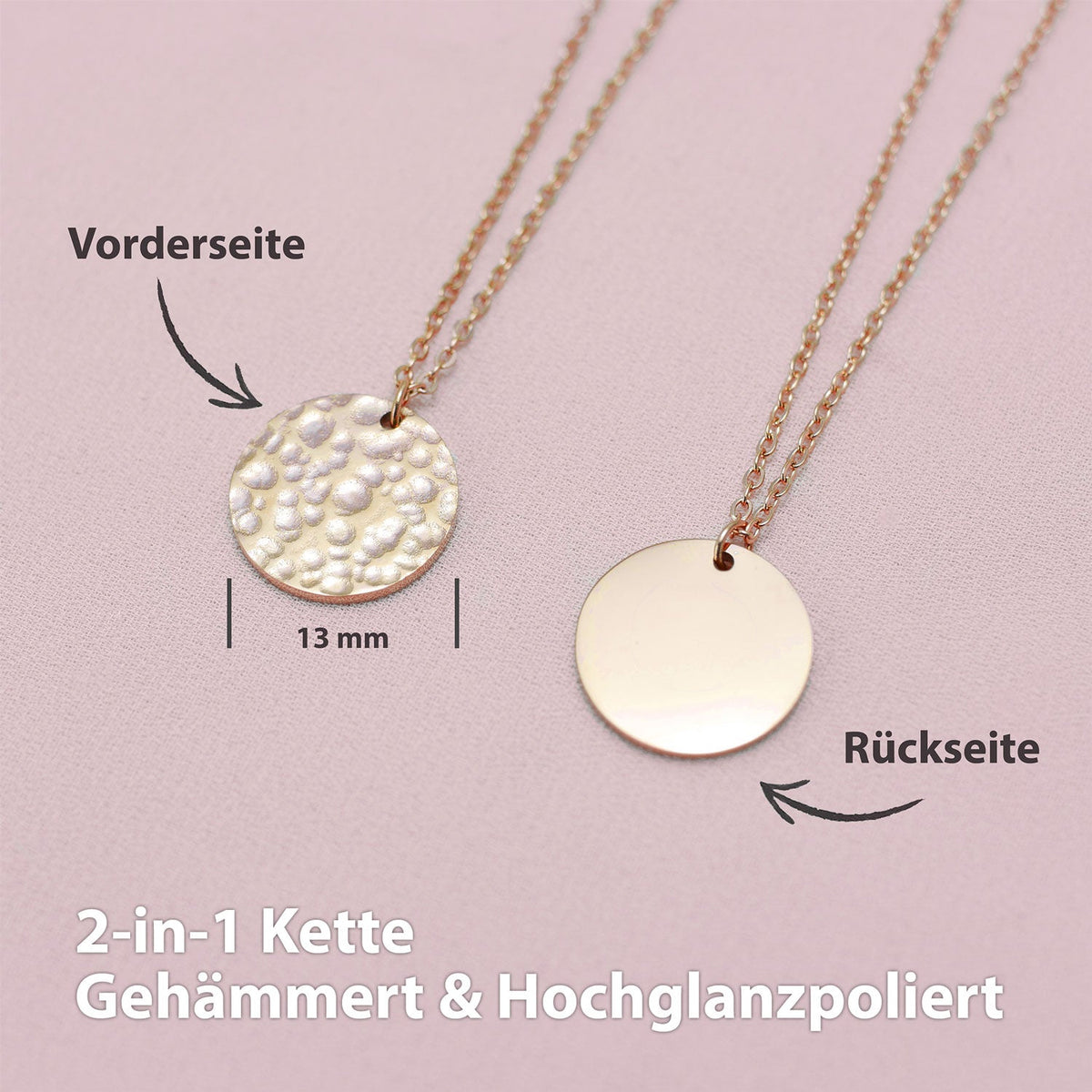 Plattenkette gehämmert Rosegold