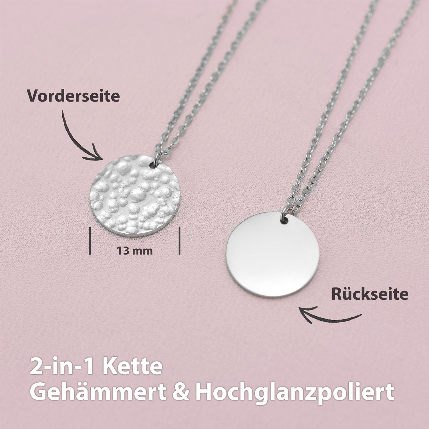 Plattenkette gehämmert Silber