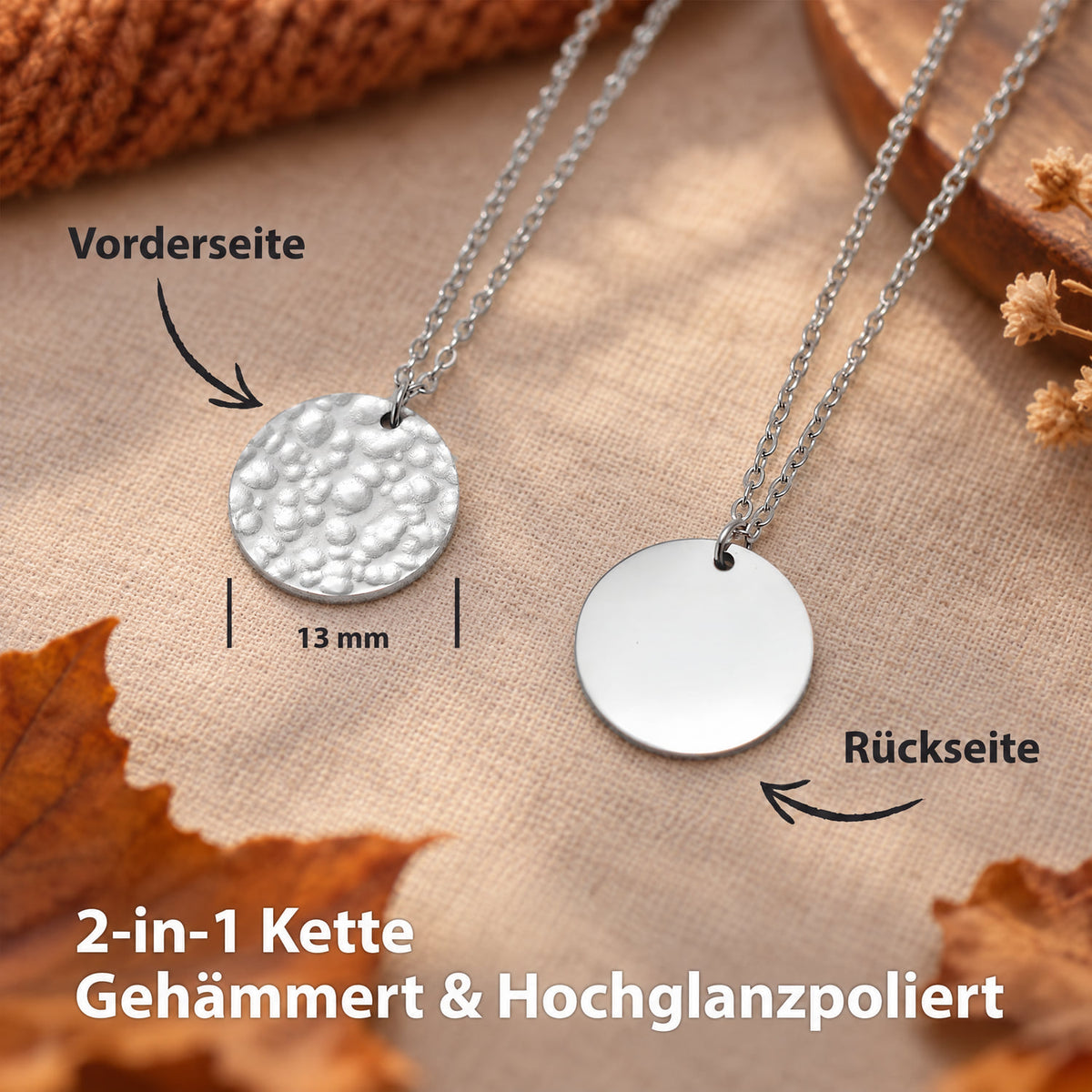 Plattenkette gehämmert Silber