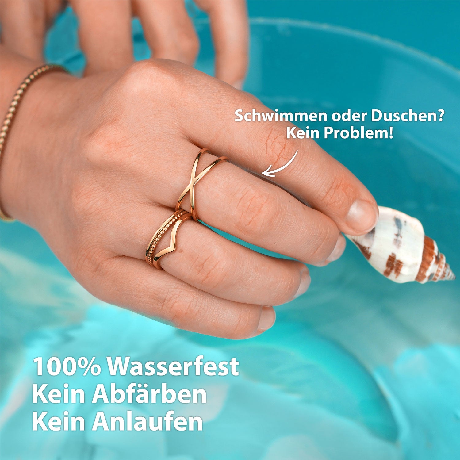 Ringset Damen Wasserfest Rosegold