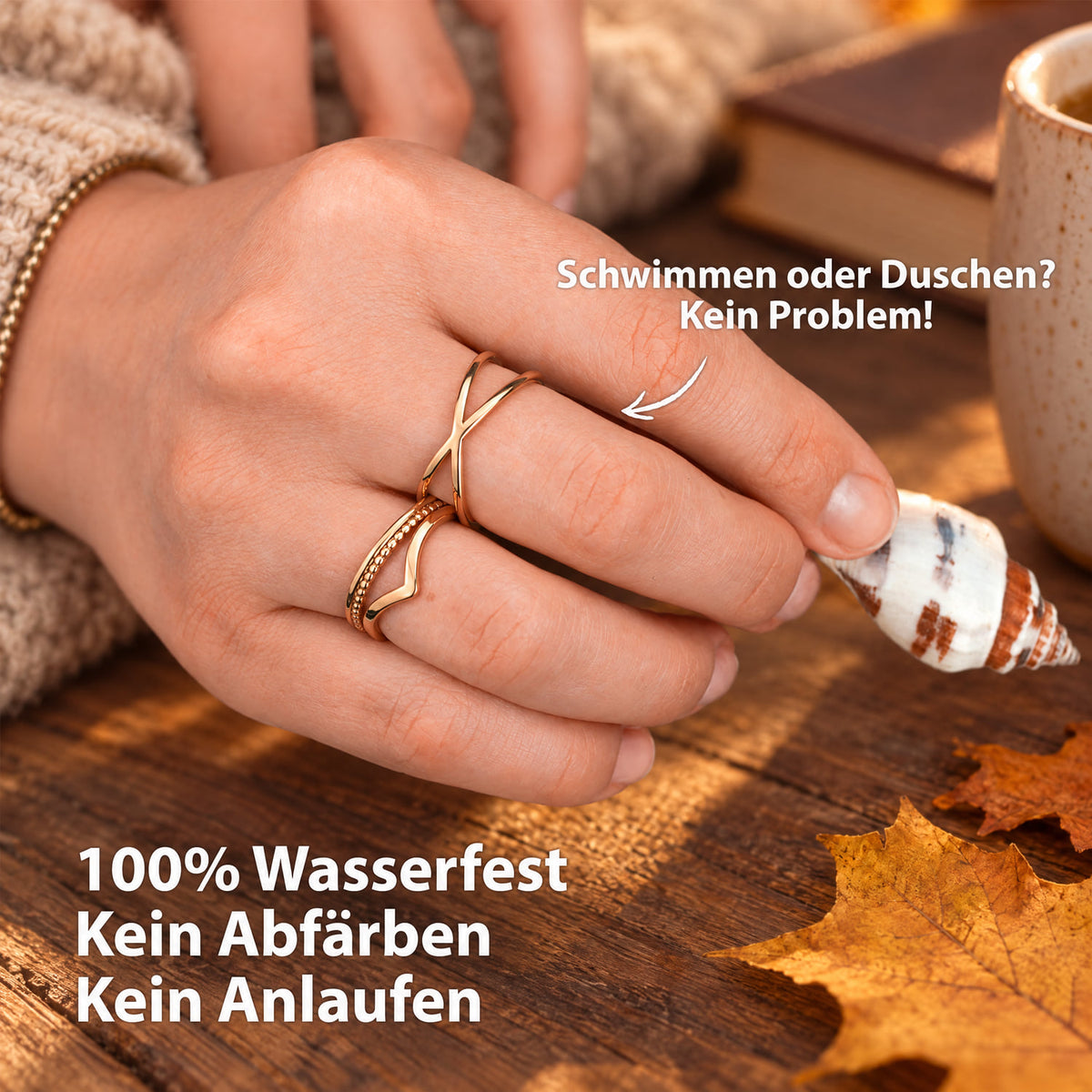 Ringset Damen Wasserfest Rosegold
