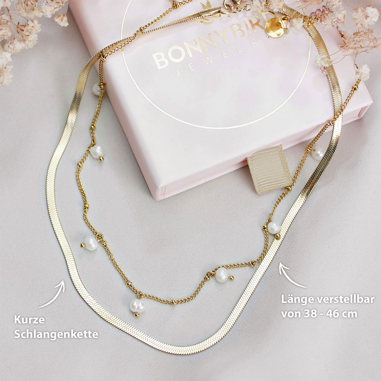 Schlangenkette Gold Flach
