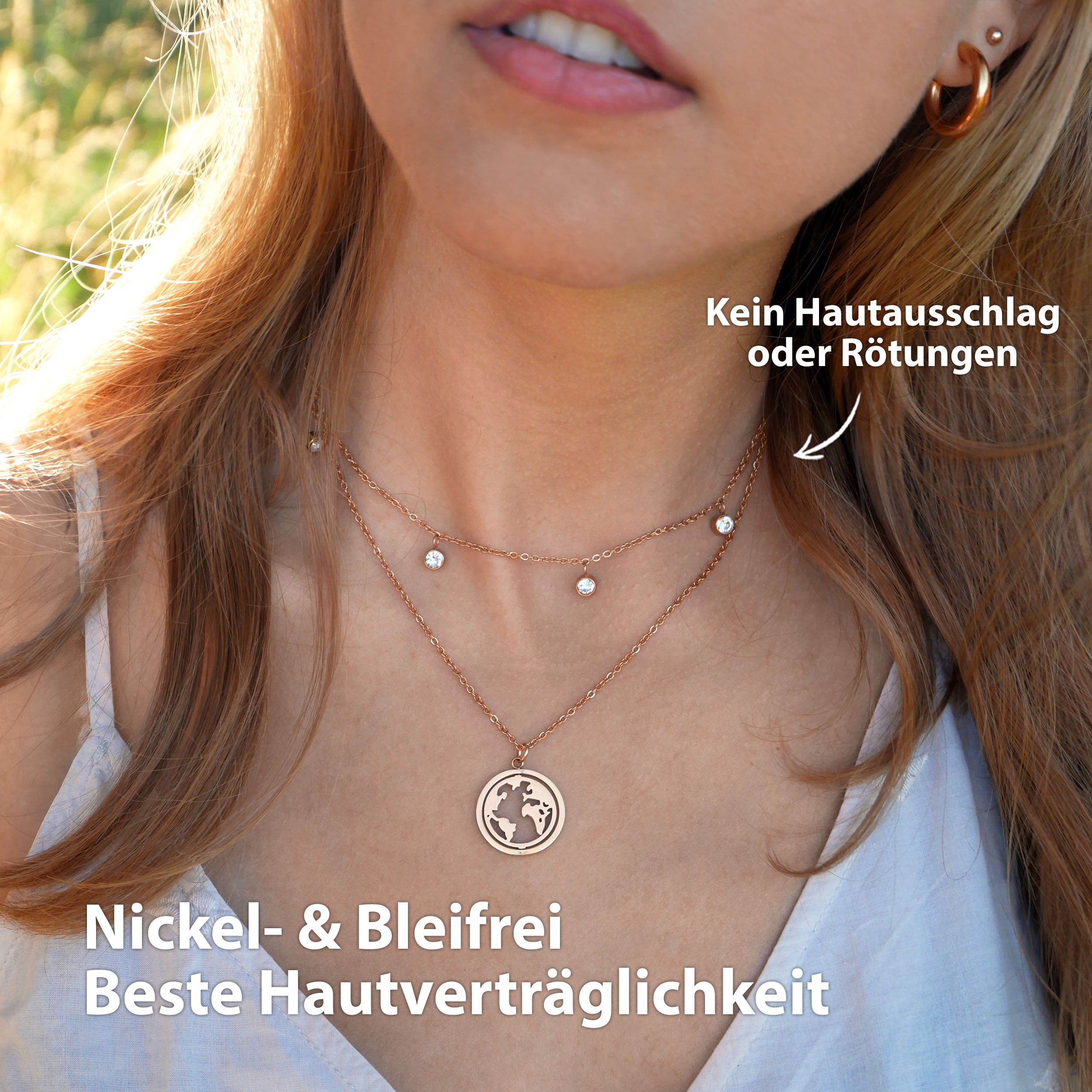 steinchen kette rosegold