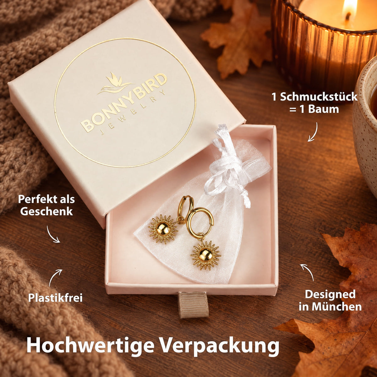 Verpackung Ohrringe Gold