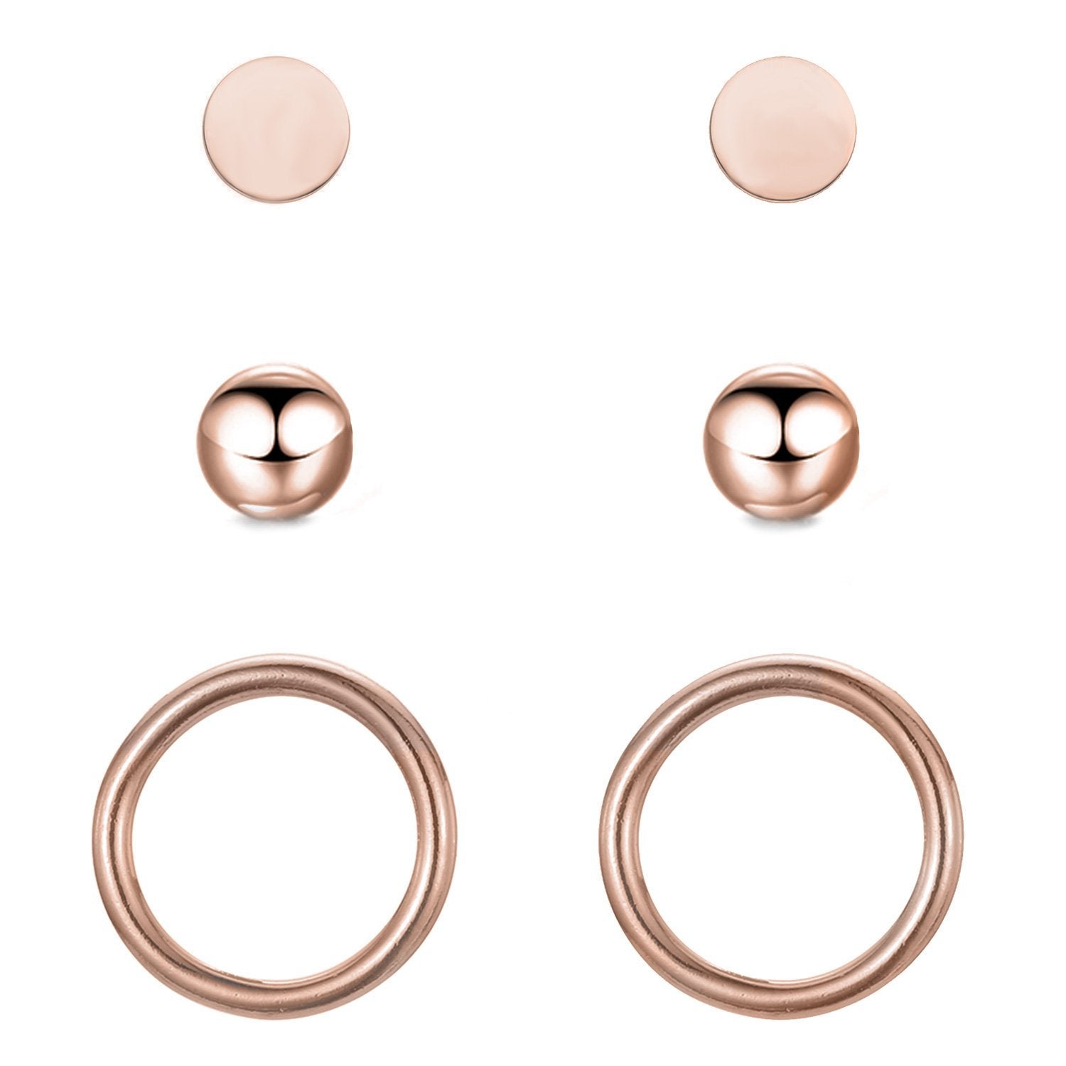 Ohrringe Set Kreis Kugel Plättchen Rosegold