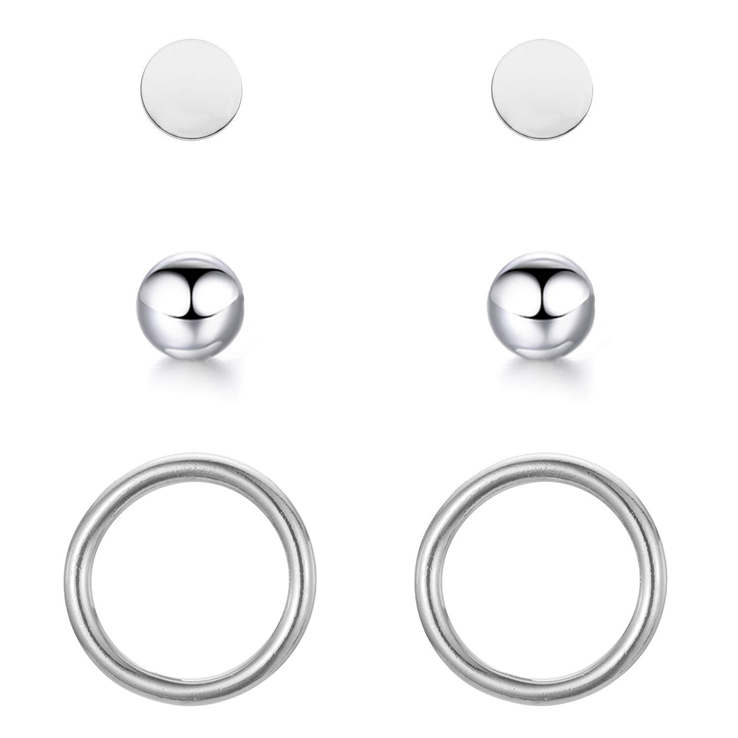 Ohrringe Set Silber Damen Edelstahl