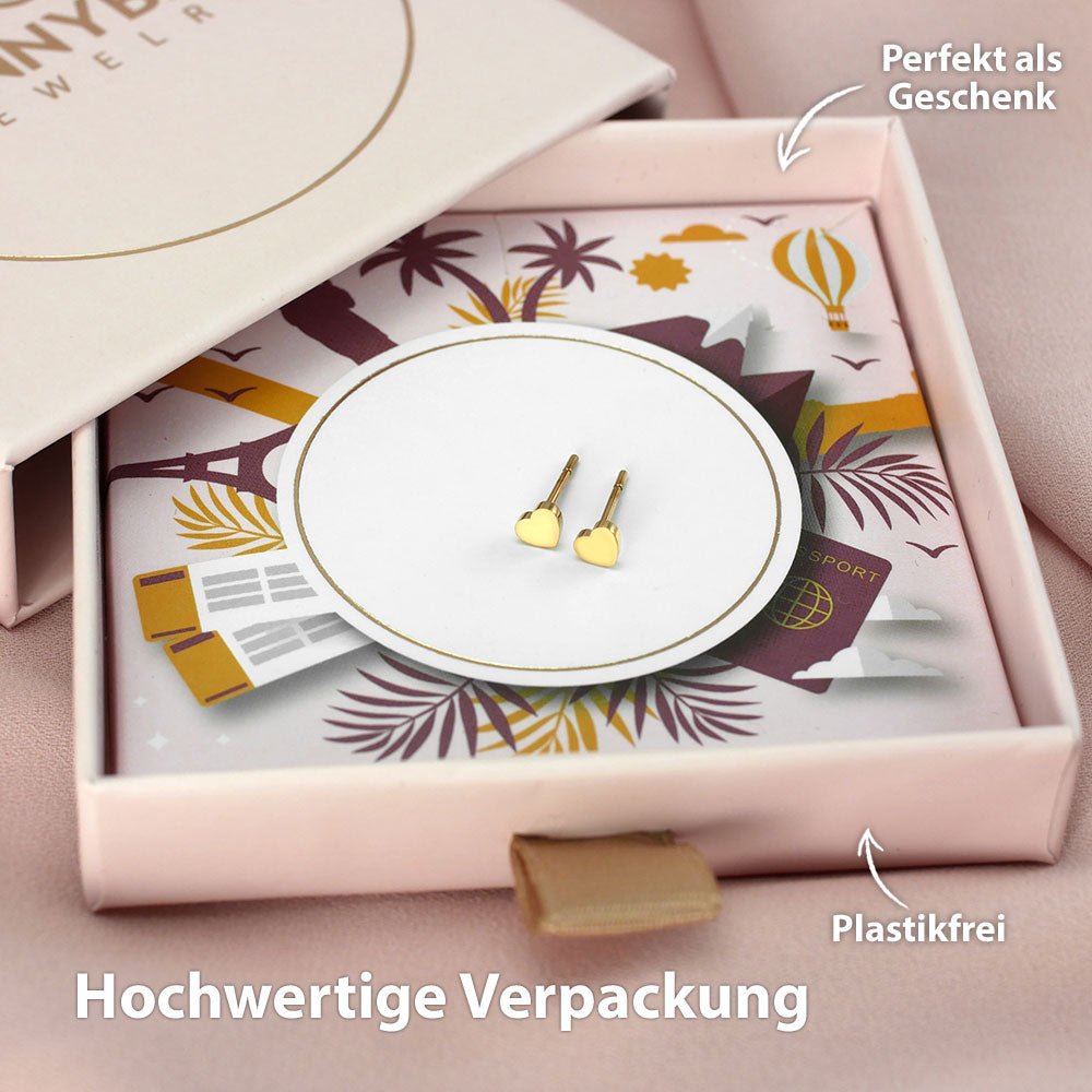 BonnyHearts Herz Ohrringe Gold - BONNYBIRD