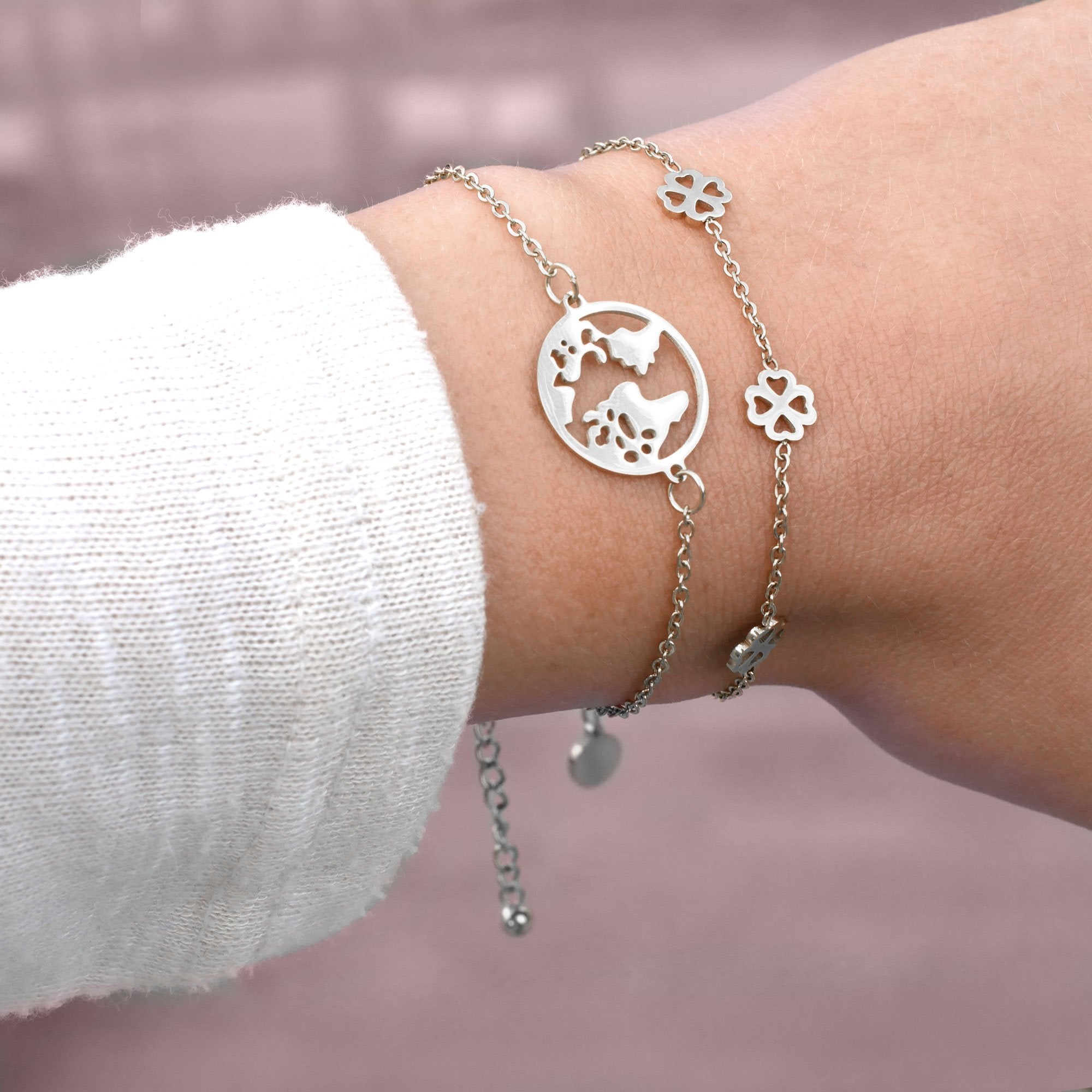 BonnyWorld Armband Weltkugel Silber - BONNYBIRD