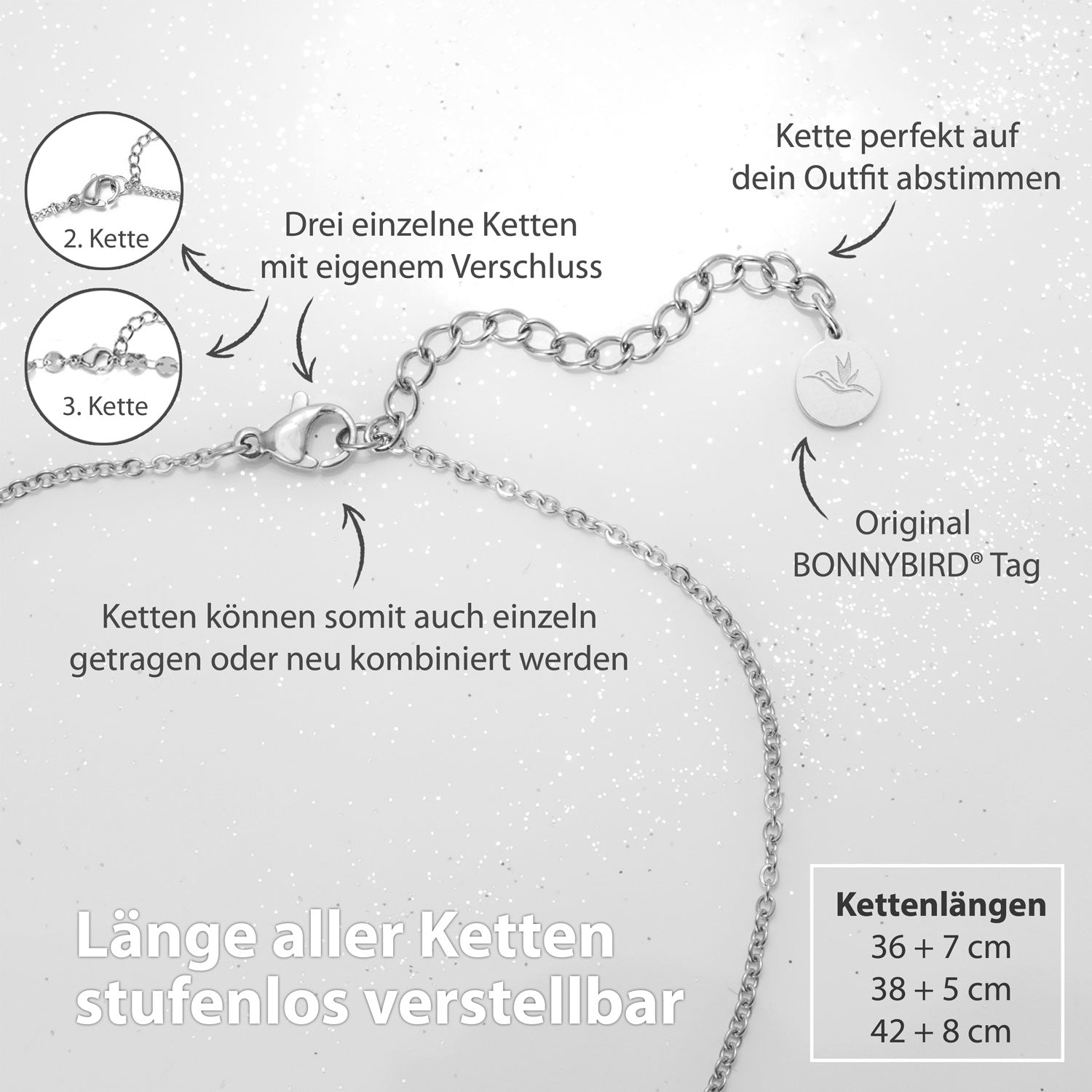 Bundle: BonnyBoho + BonnyDots Halsketten Set Silber - BONNYBIRD