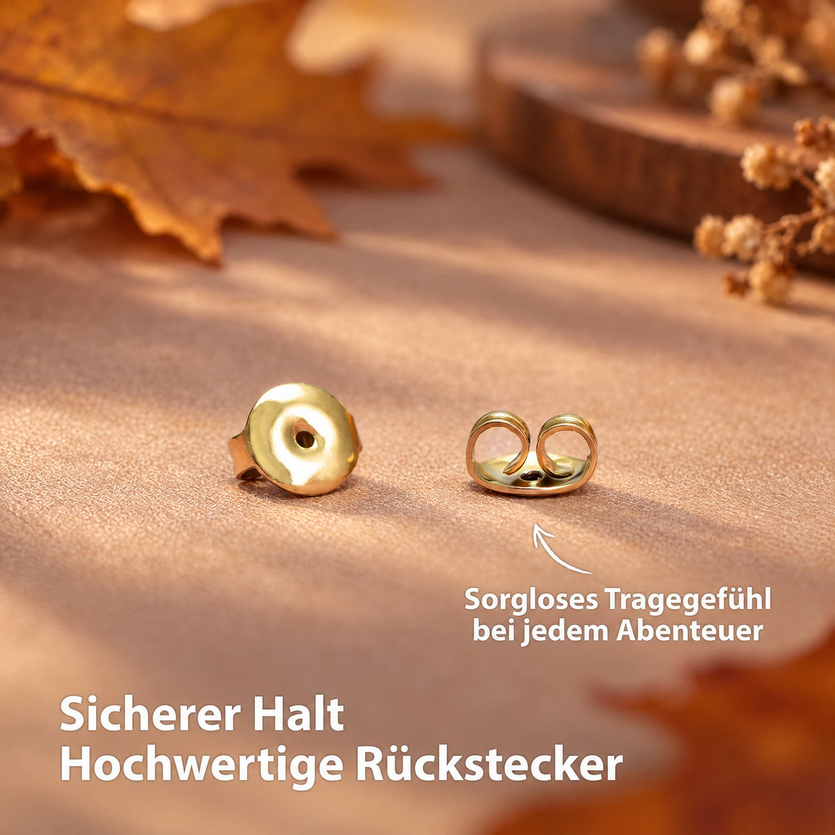 Sicherer Halt – hochwertige Rückstecker Gold