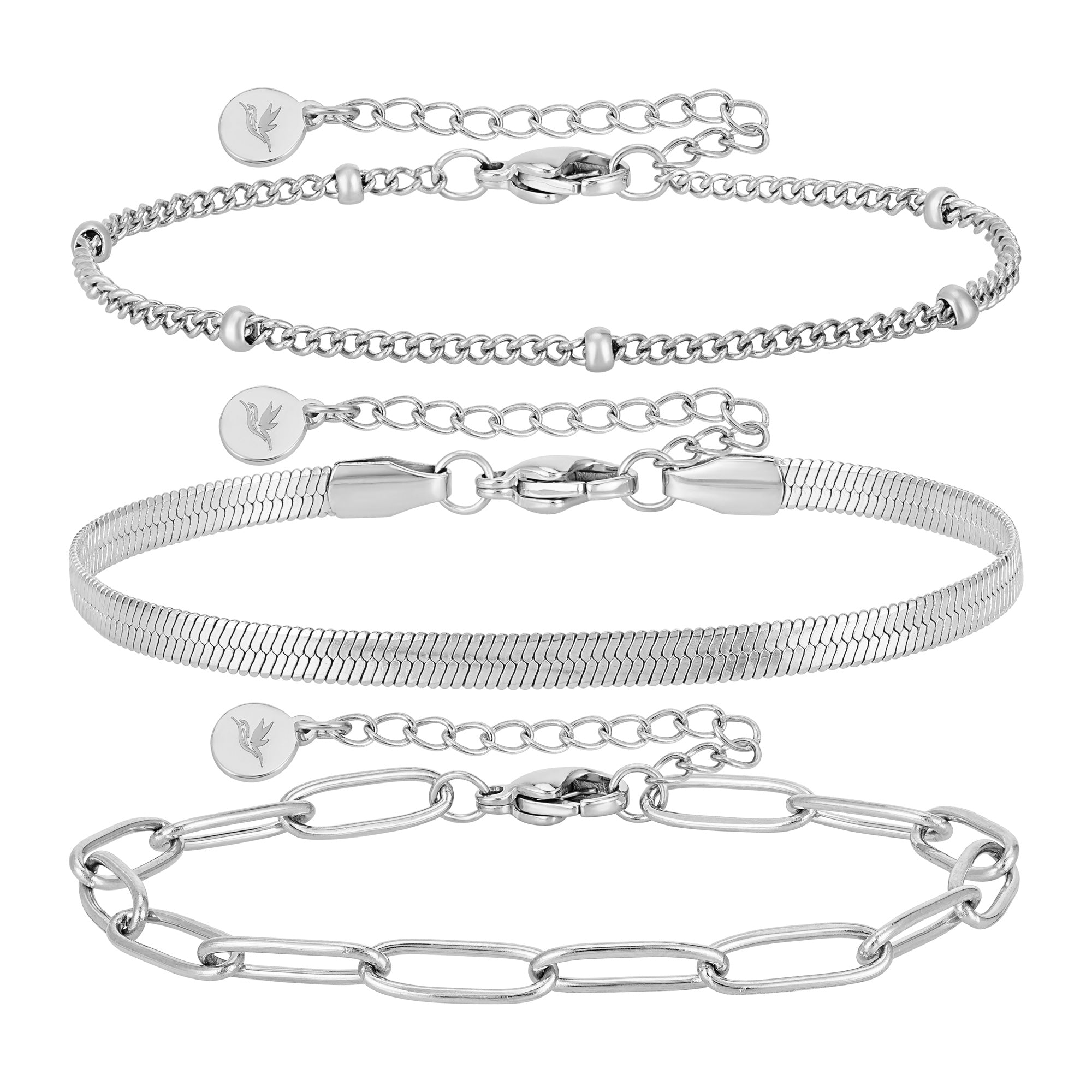 BonnyShine Armband Silber Damen Set - BONNYBIRD