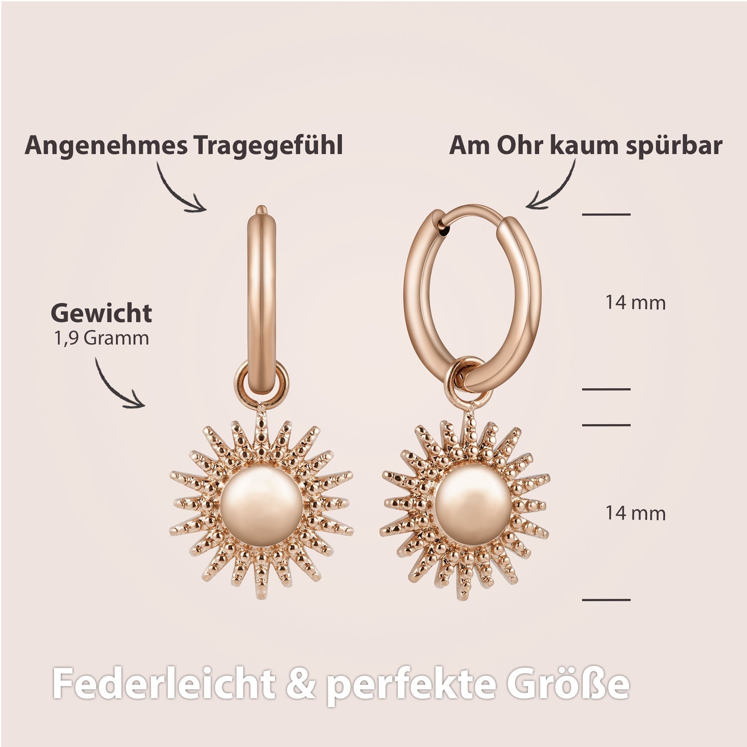 Bundle: BonnySun Kette + Ohrringe Sonne Roségold - BONNYBIRD