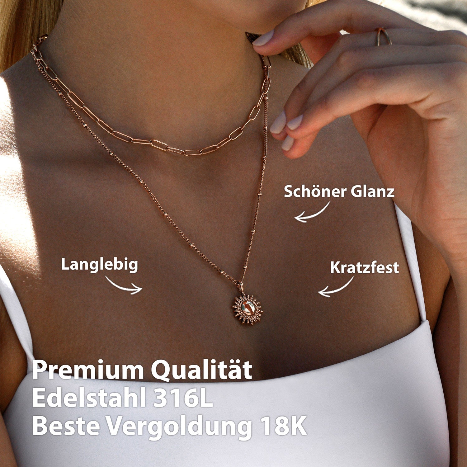 Bundle: BonnySun Kette + Ohrringe Sonne Roségold - BONNYBIRD
