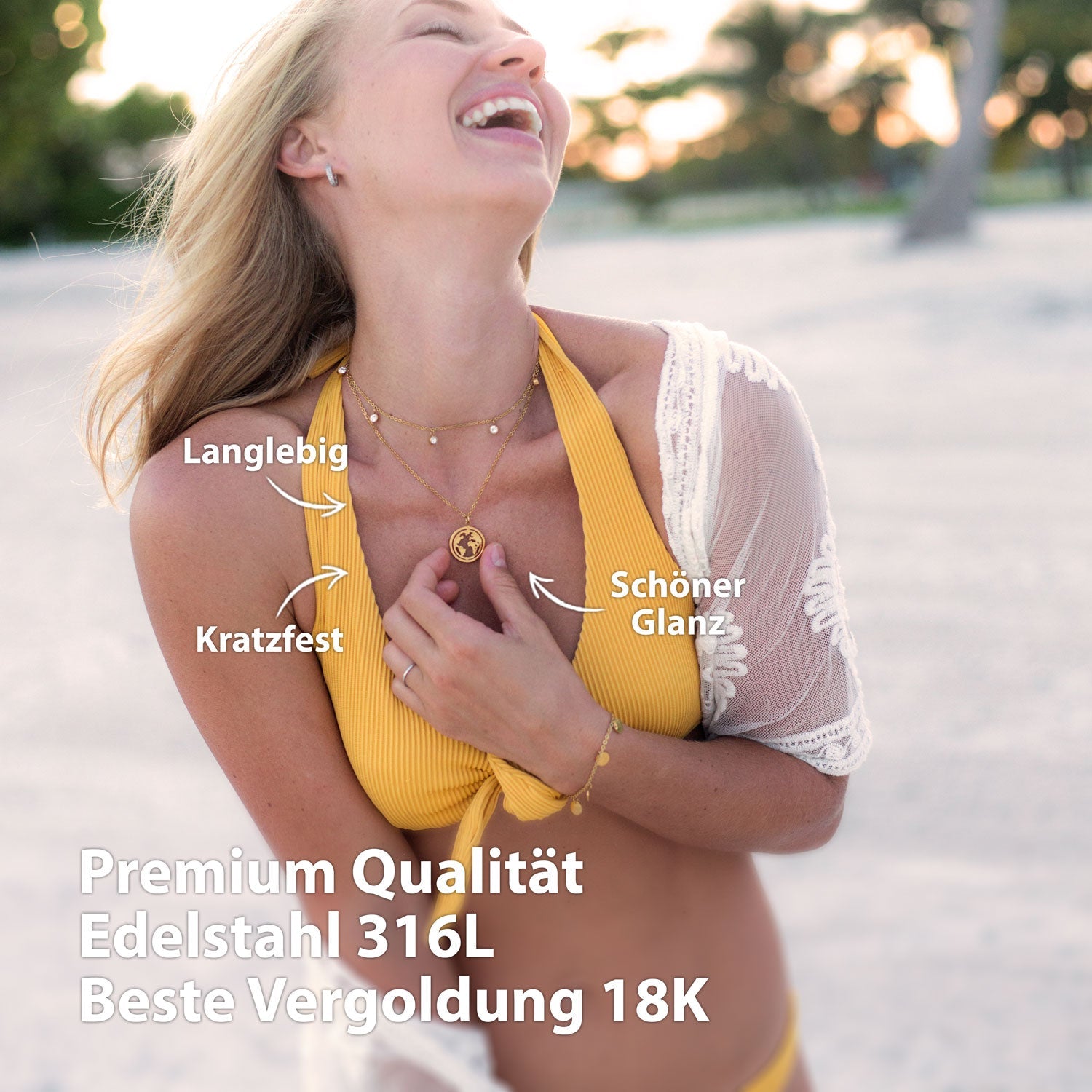 Bundle: BonnyWorld Weltkugel Kette + Armband Gold - BONNYBIRD
