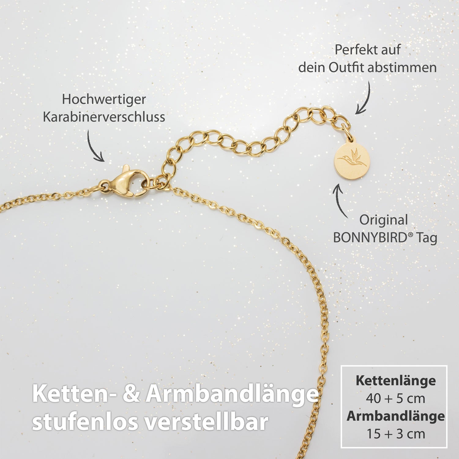 Bundle: BonnyWorld Weltkugel Kette + Armband Gold - BONNYBIRD