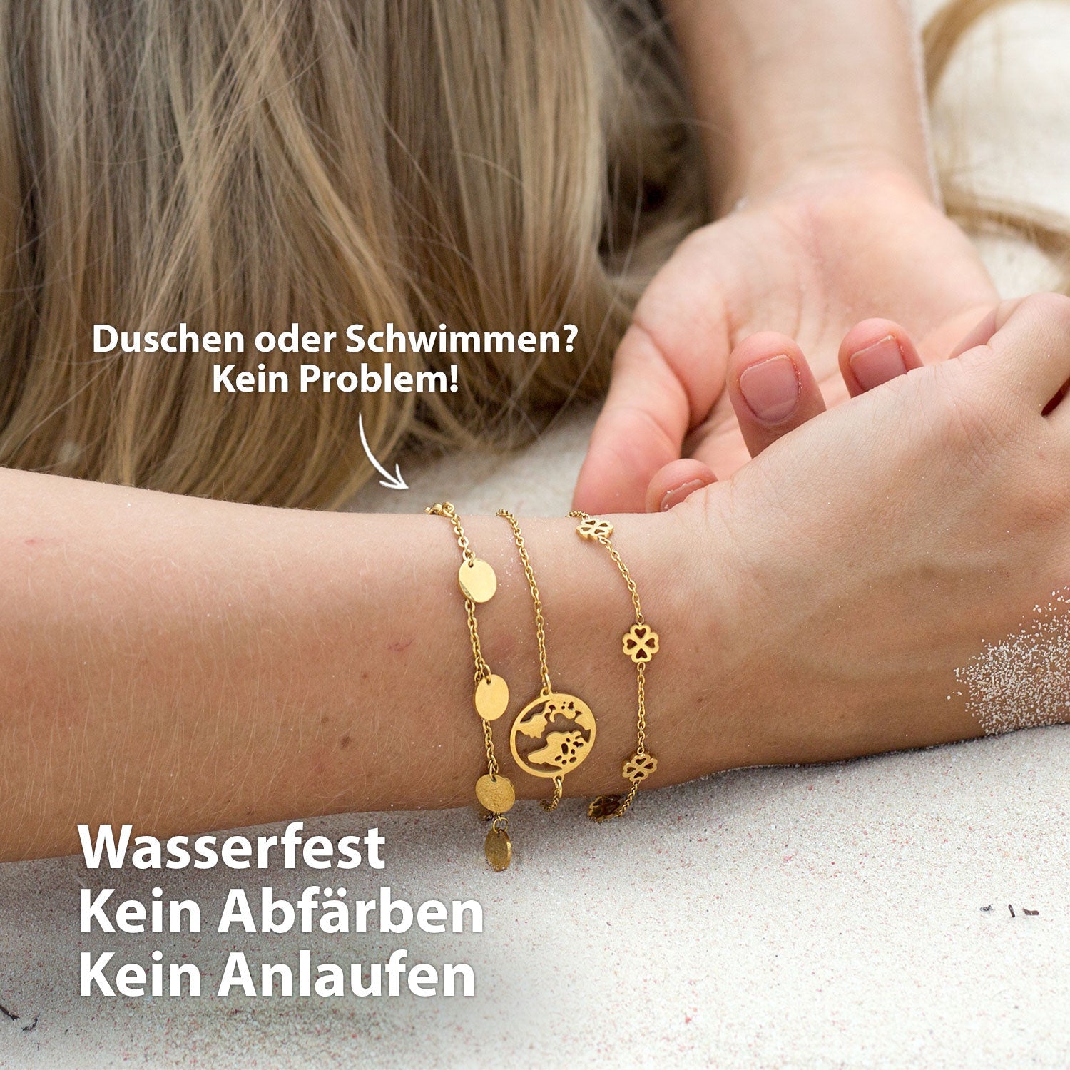 Bundle: BonnyWorld Weltkugel Kette + Armband Gold - BONNYBIRD