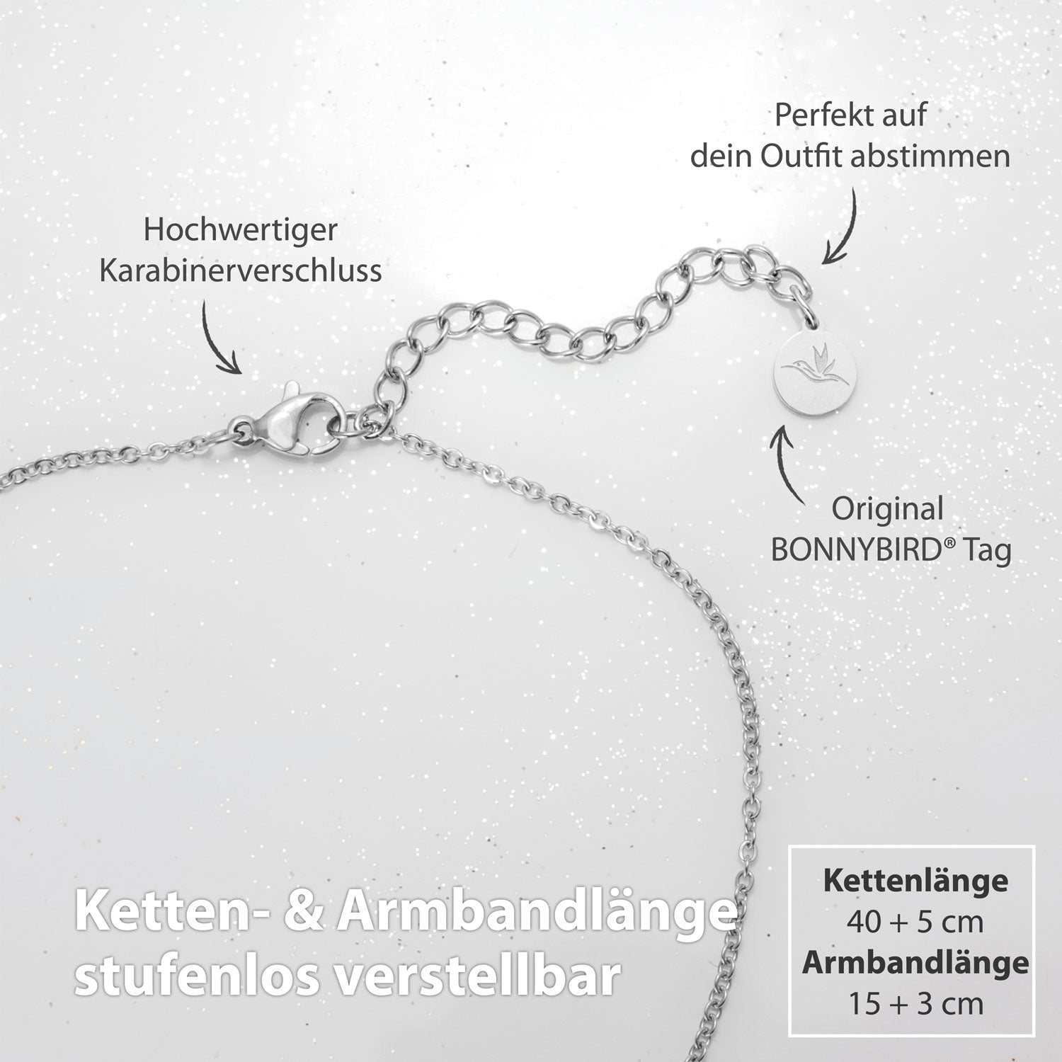 Bundle: BonnyWorld Weltkugel Kette + Armband Silber - BONNYBIRD