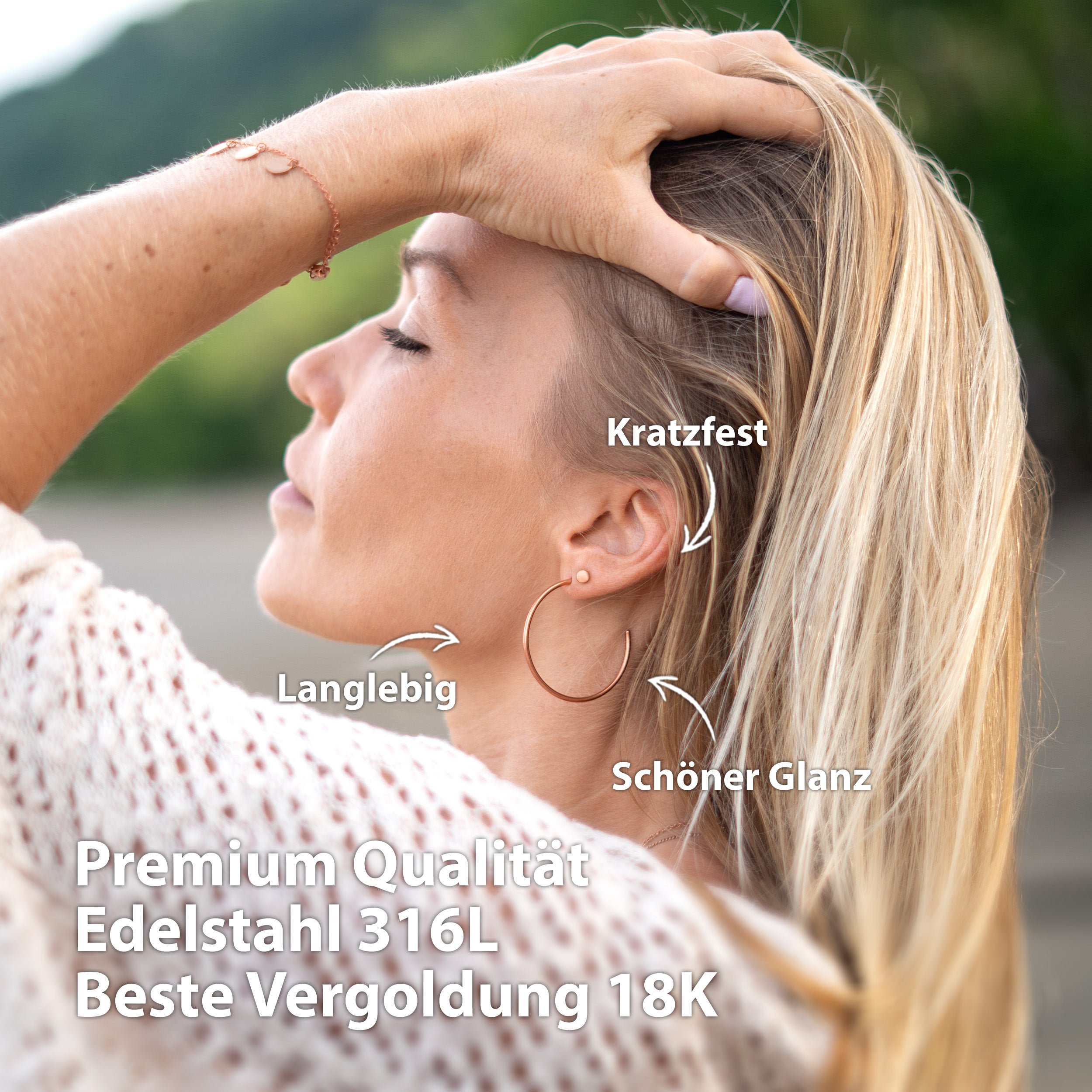 BonnyGrace Ohrringe Set Große Creole und Plättchen Stecker Roségold