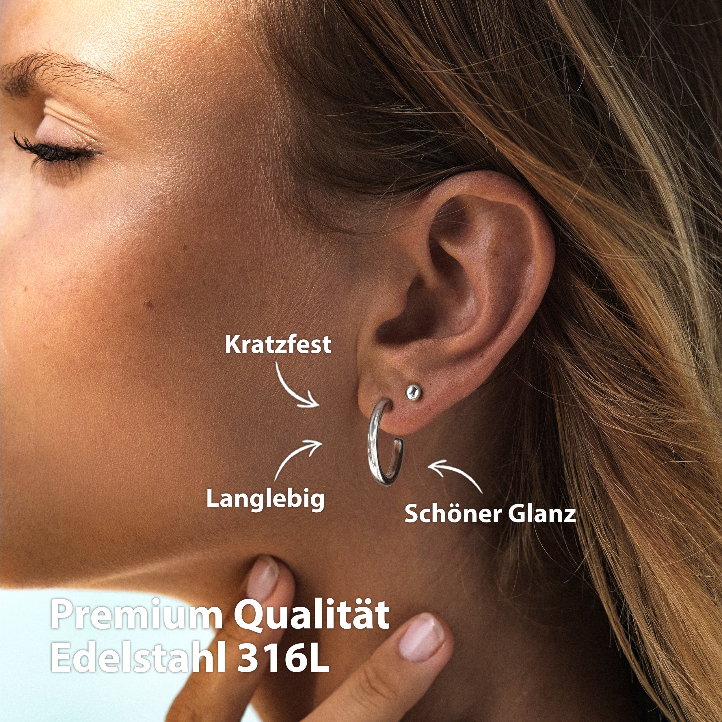 BonnyParis Ohrringe Set Creole und Kugelstecker Silber