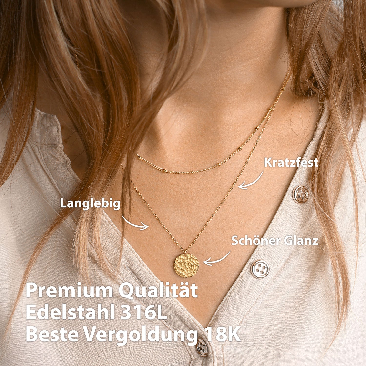 Kette Platten Anhänger Gold