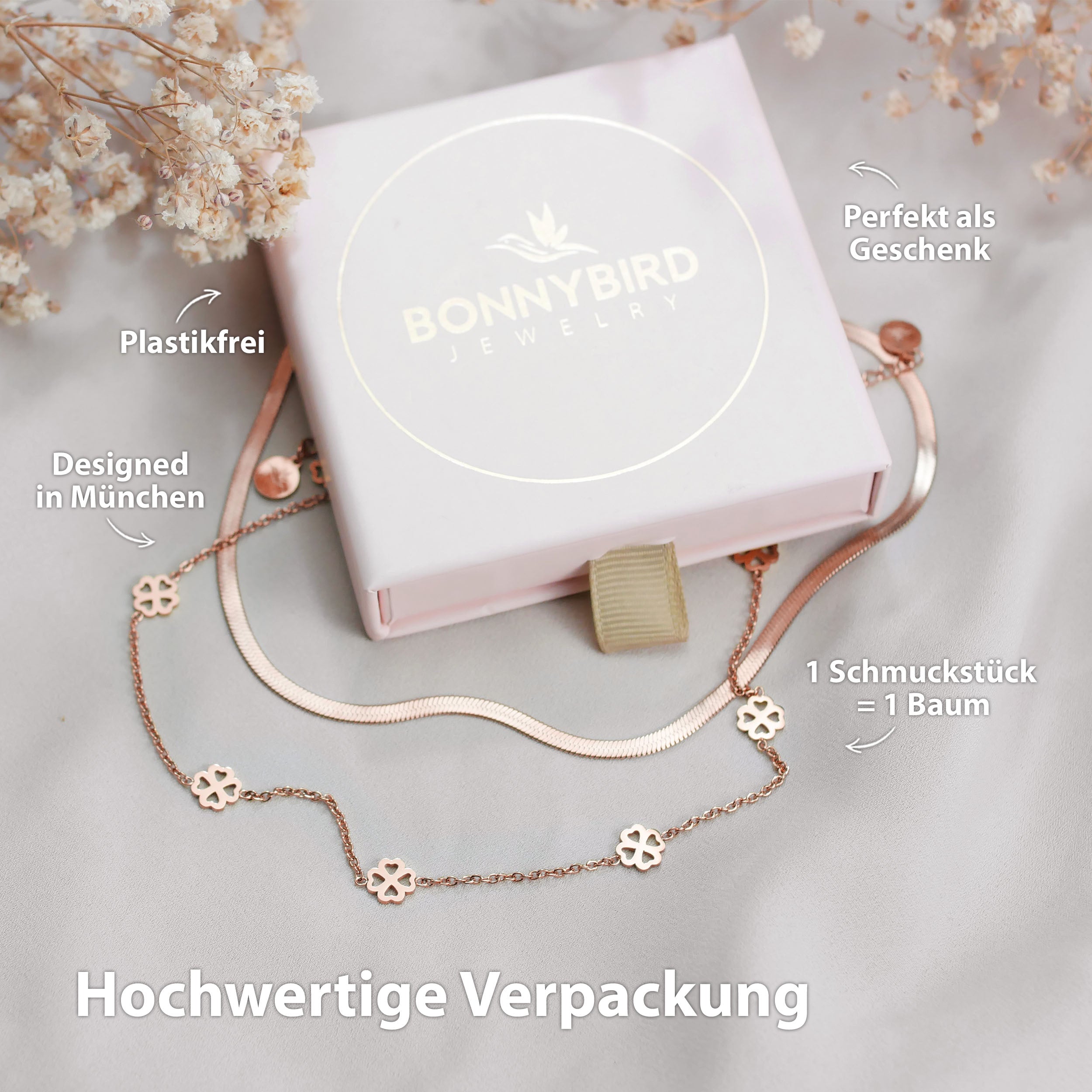 kleeblatt kette rosegold wasserfest